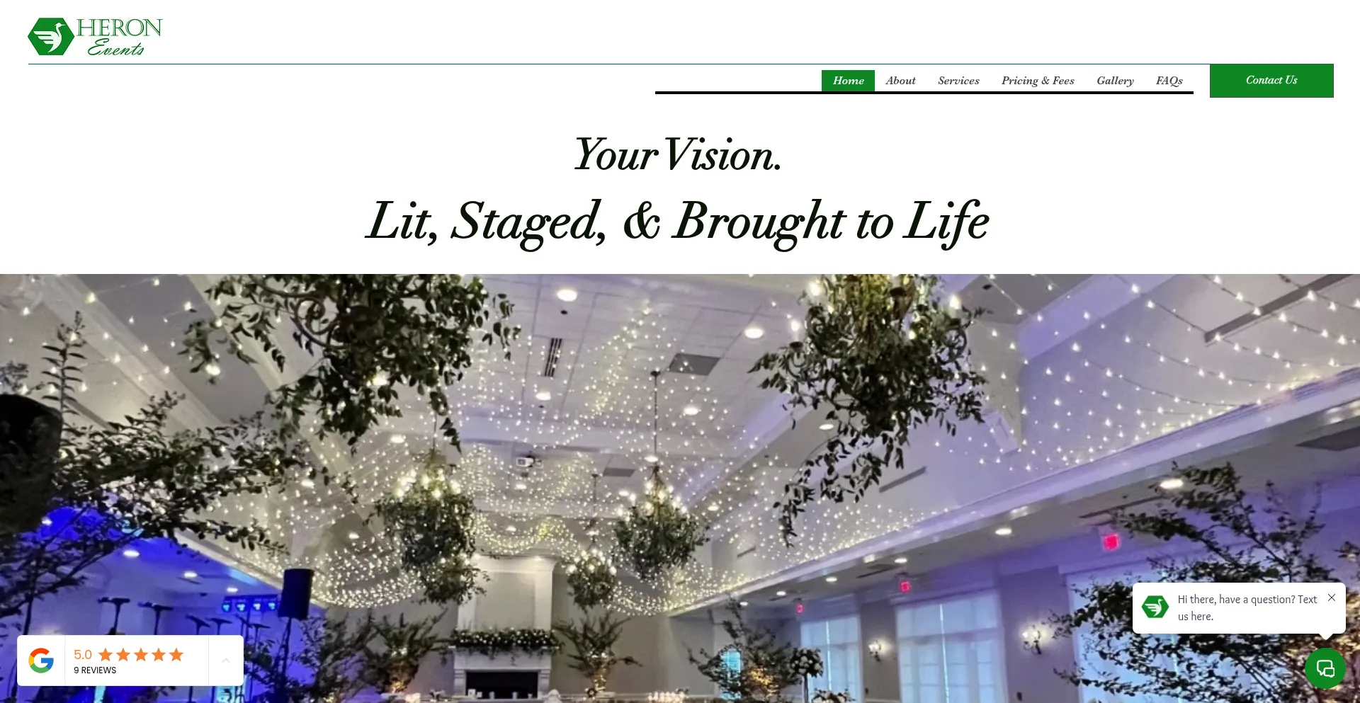 Website screenshot of Heron-events.com