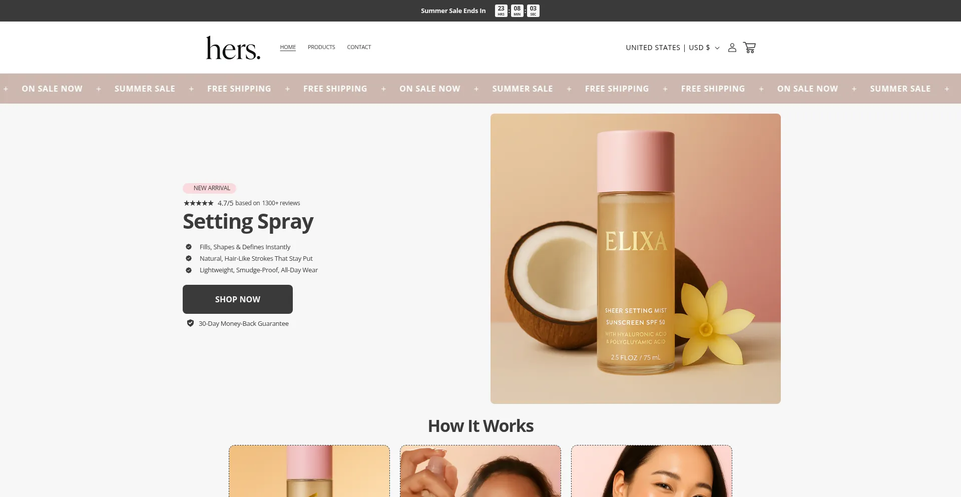 Website screenshot of Hersbrand.com