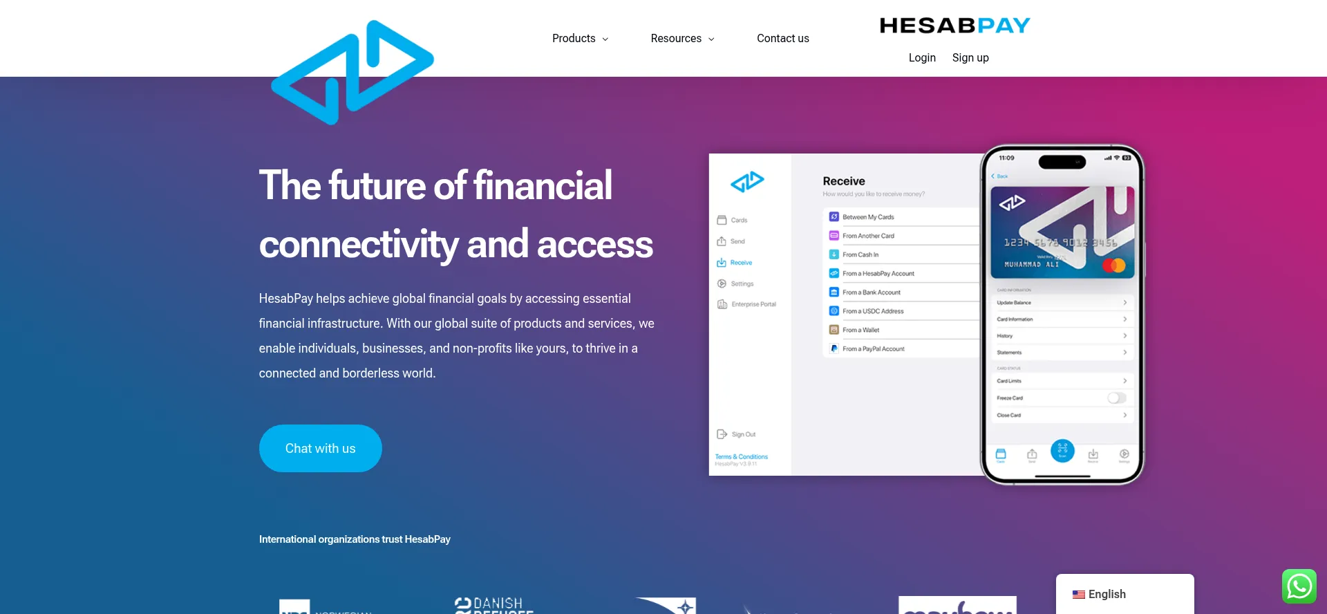Website screenshot of Hesab.com