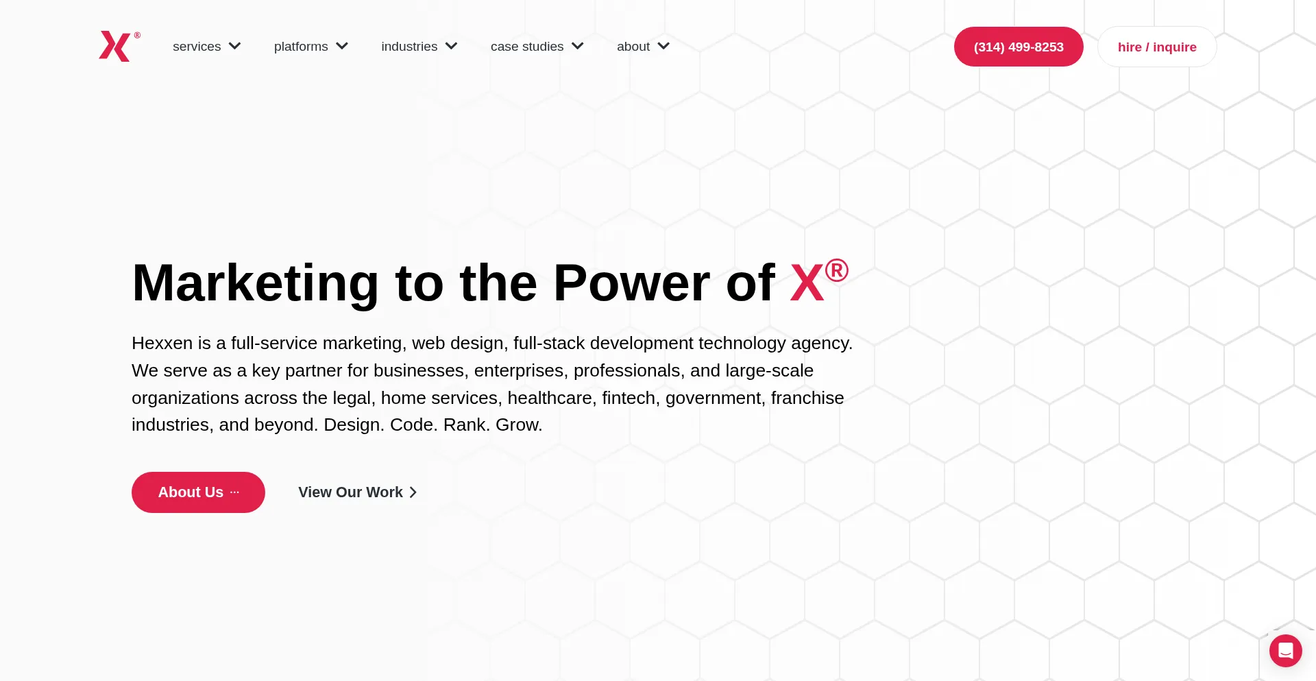 Website screenshot of Hexxen.com