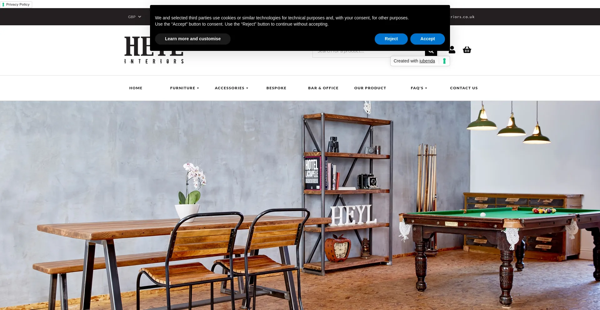 Website screenshot of Heylinteriors.co.uk