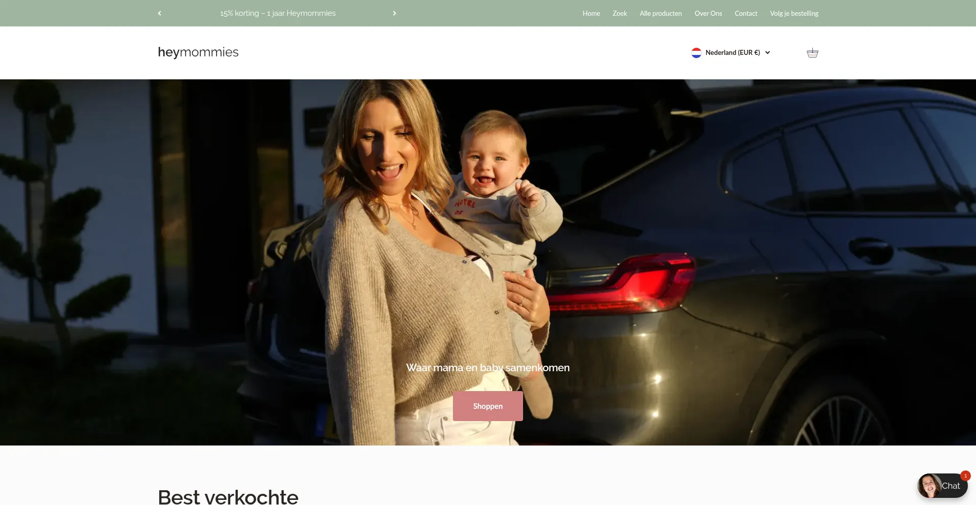 Website screenshot of Heymommies.com