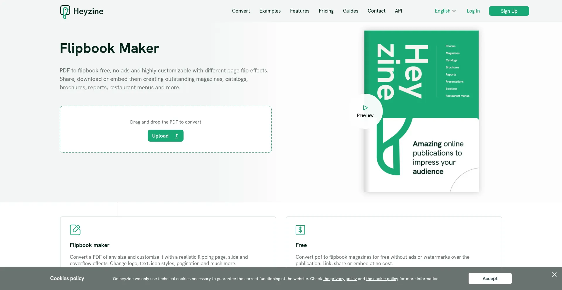 Website screenshot of Heyzine.com