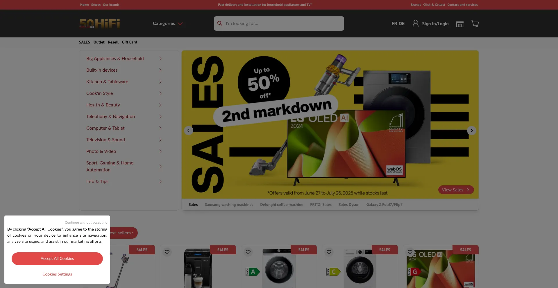 Website screenshot of Hifi.lu