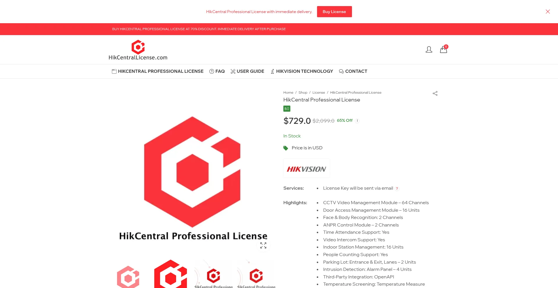 Website screenshot of Hikcentrallicense.com