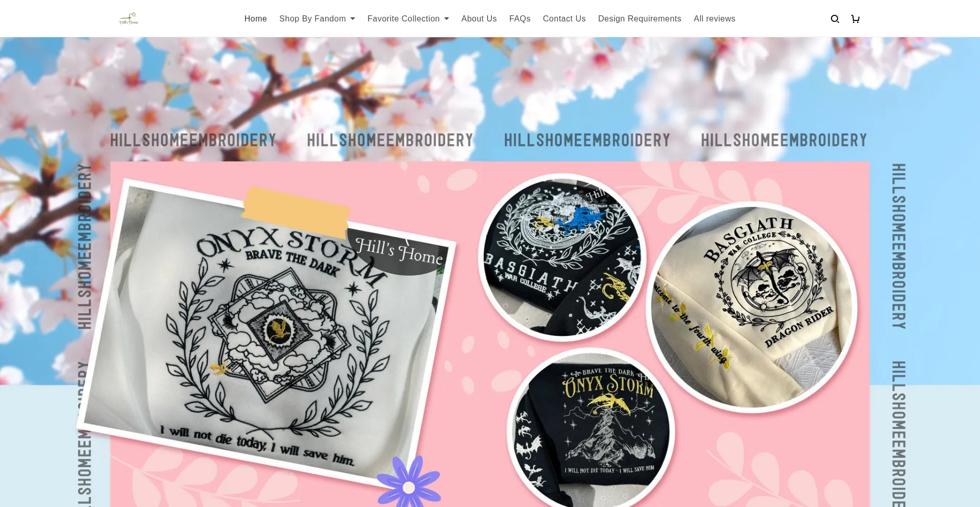 Website screenshot of Hillshomeembroidery.com