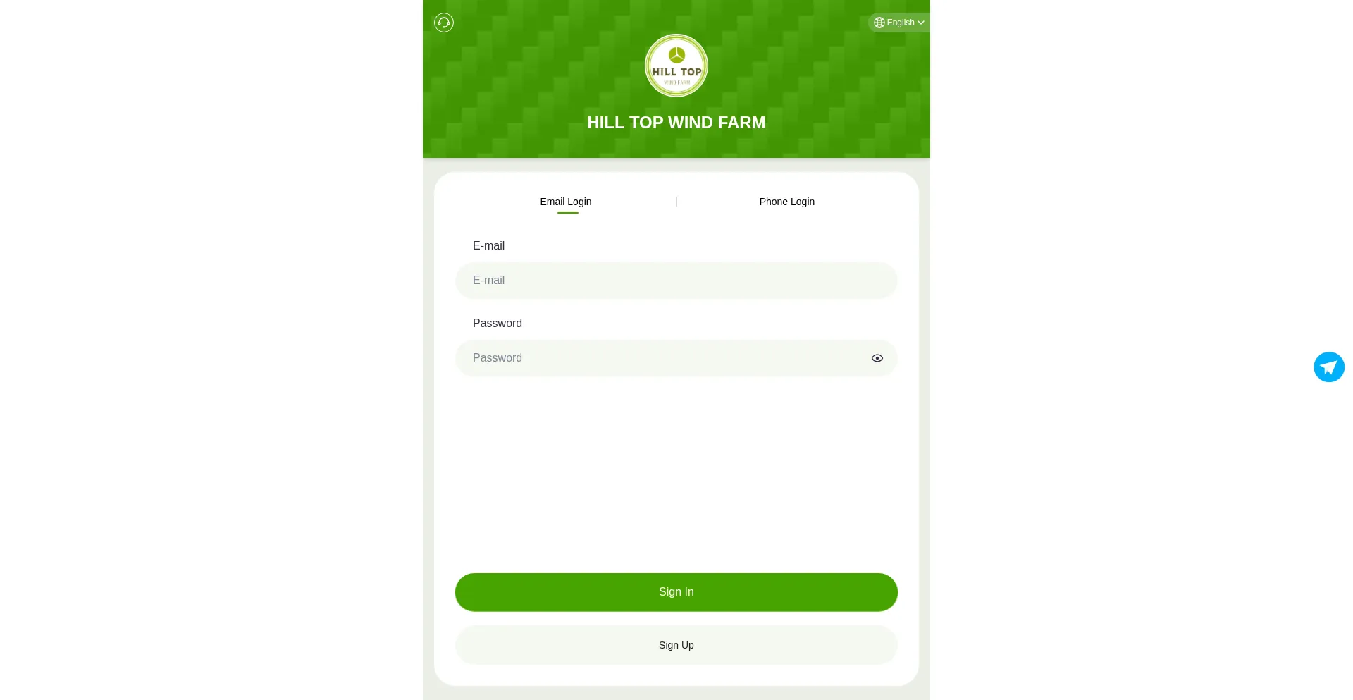 Website screenshot of Hilltopwind.com