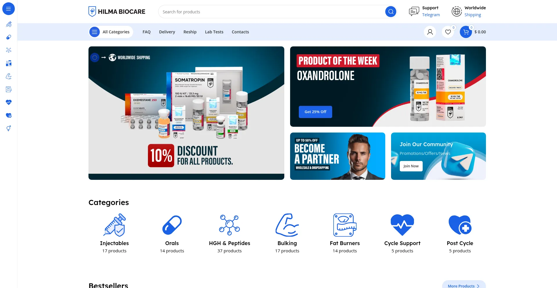 Website screenshot of Hilmabiocare.ws