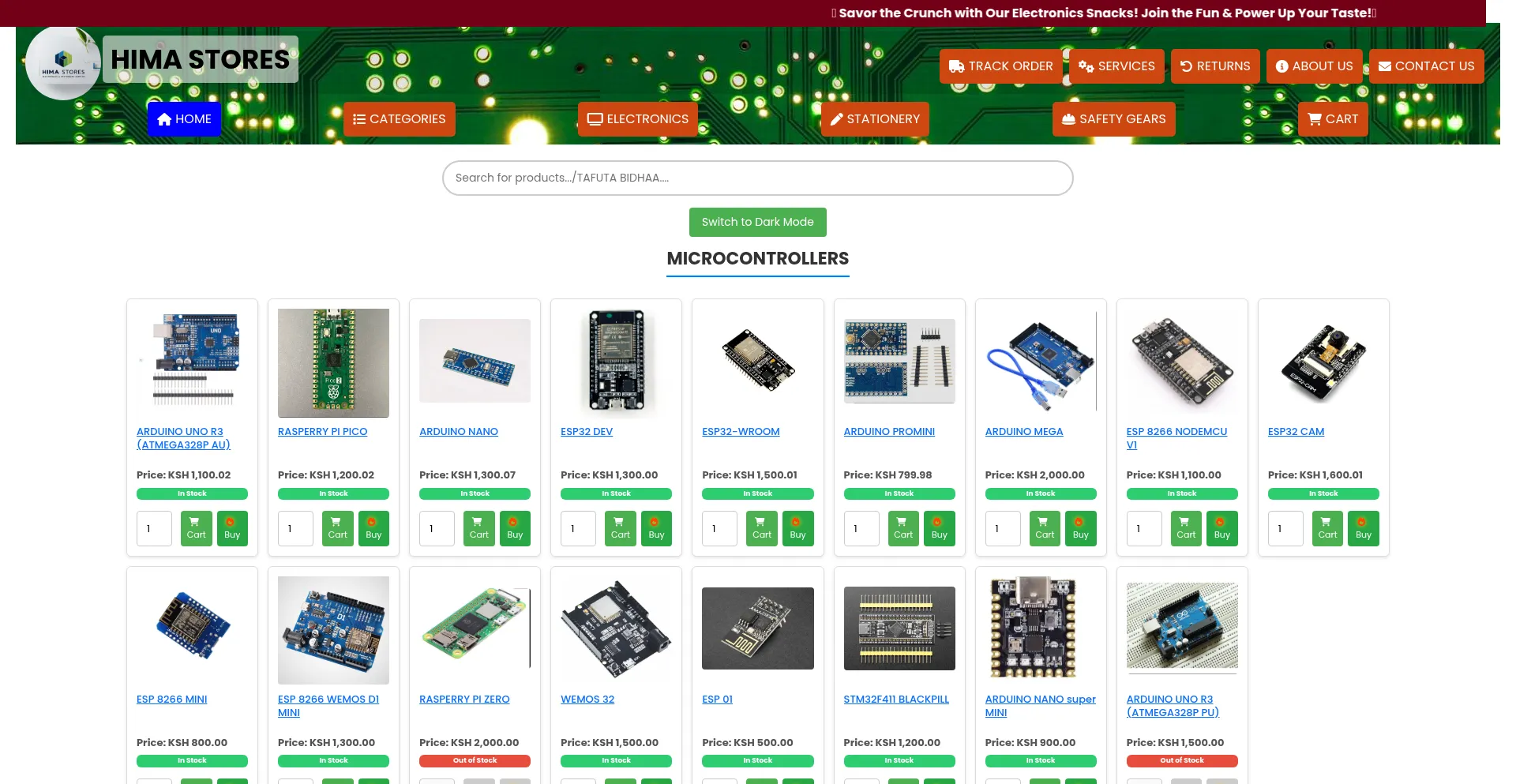 Website screenshot of Himastores.com