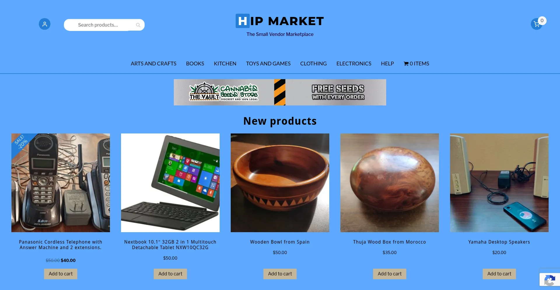 Website screenshot of Hipmarket.com