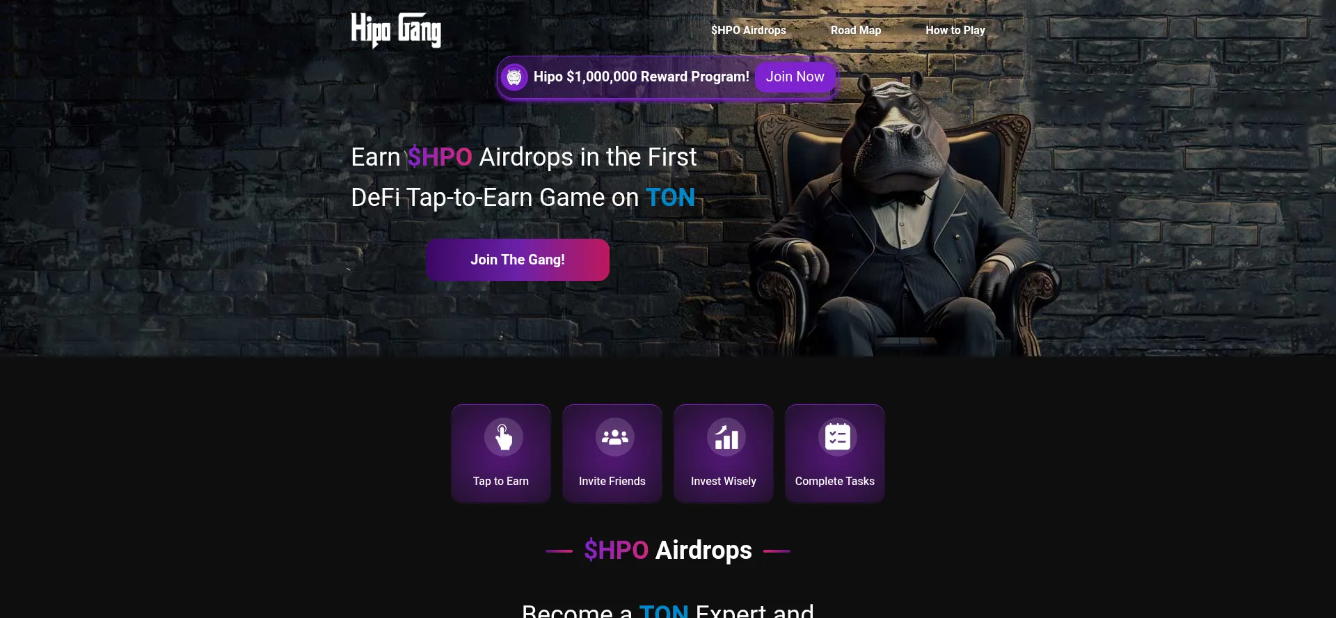 Website screenshot of Hipogang.io