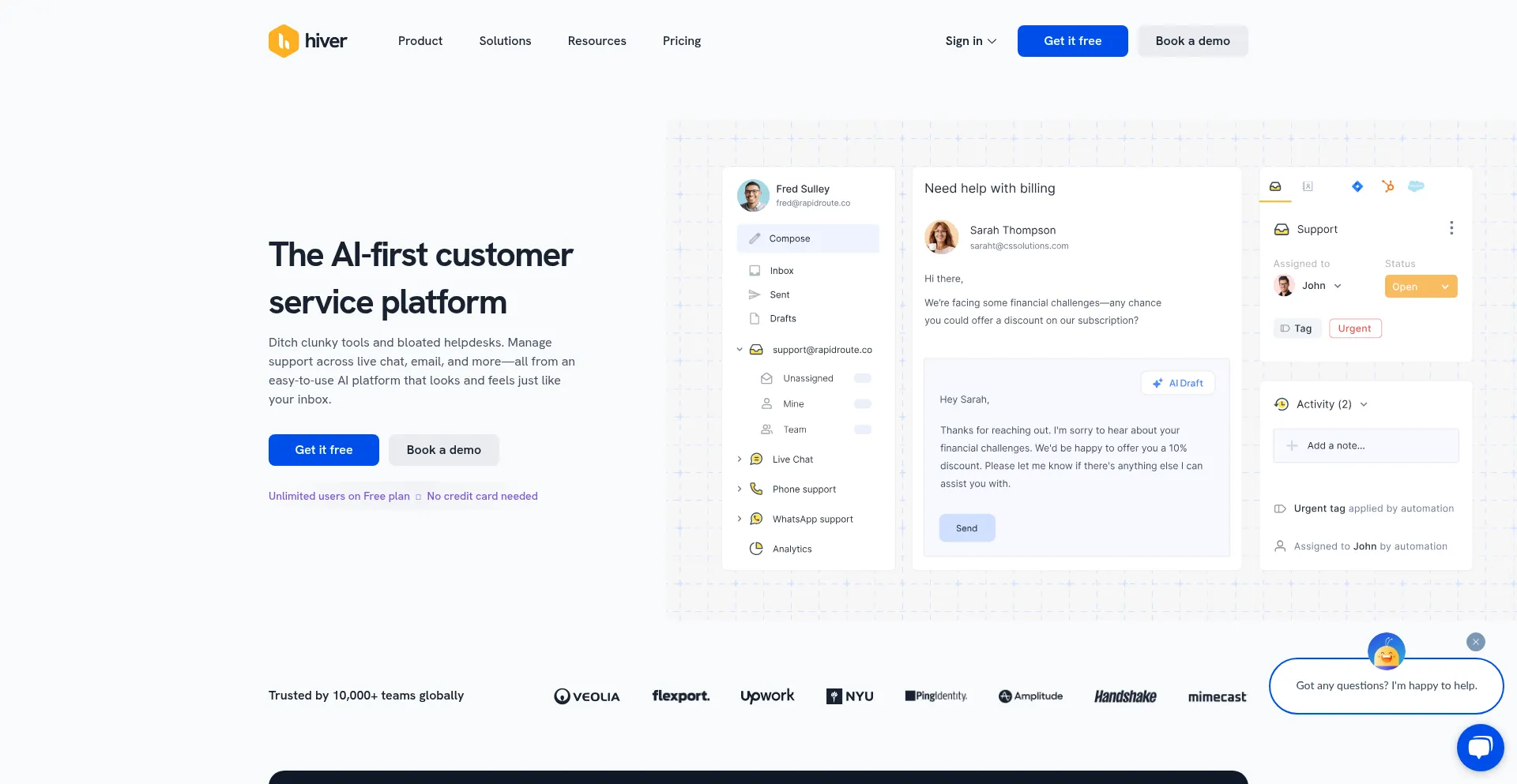 Website screenshot of Hiverhq.com