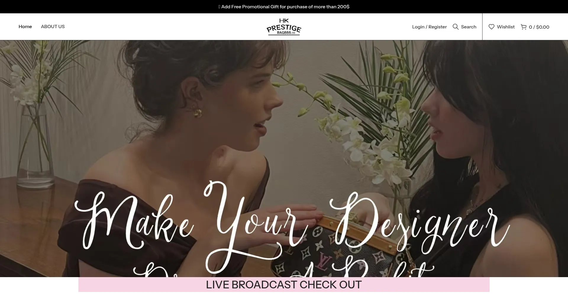 Website screenshot of Hkprestige888.store