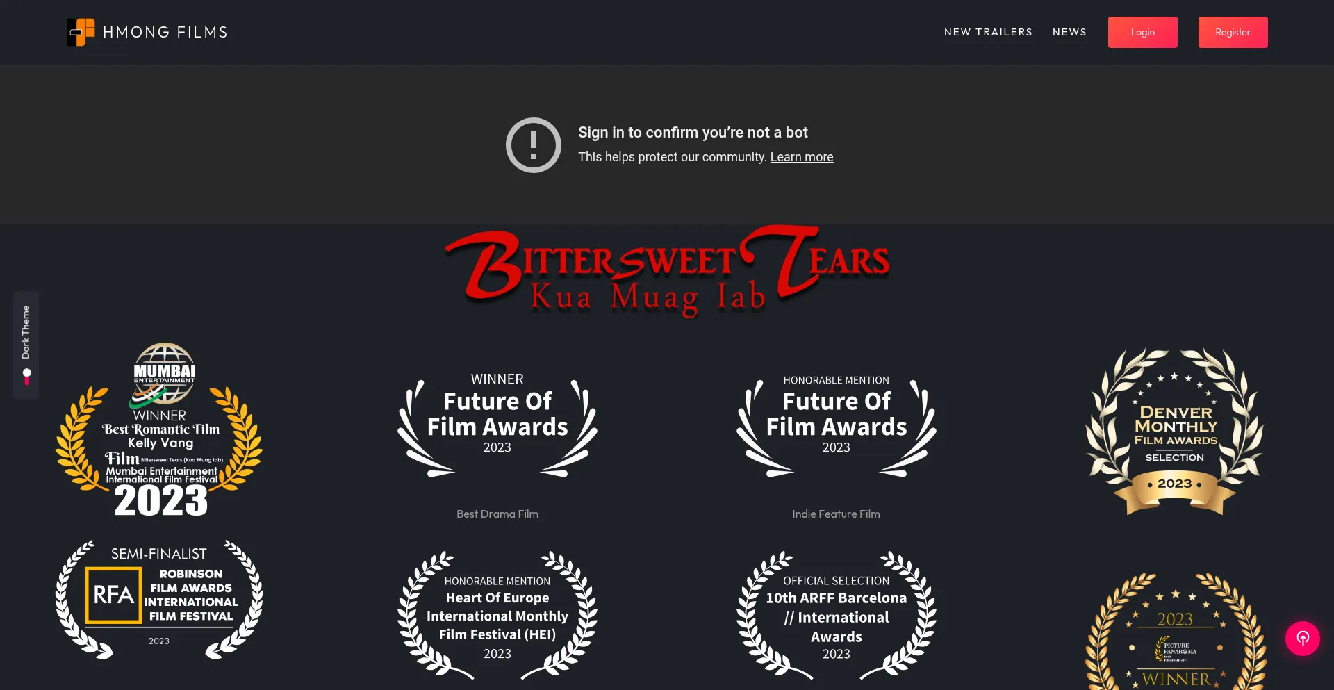 Website screenshot of Hmongfilms.com
