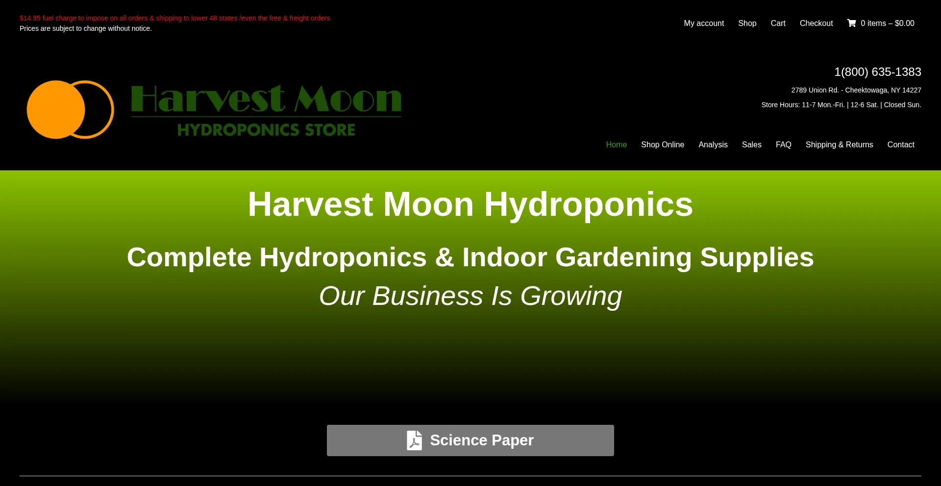 Website screenshot of Hmoonhydro.com