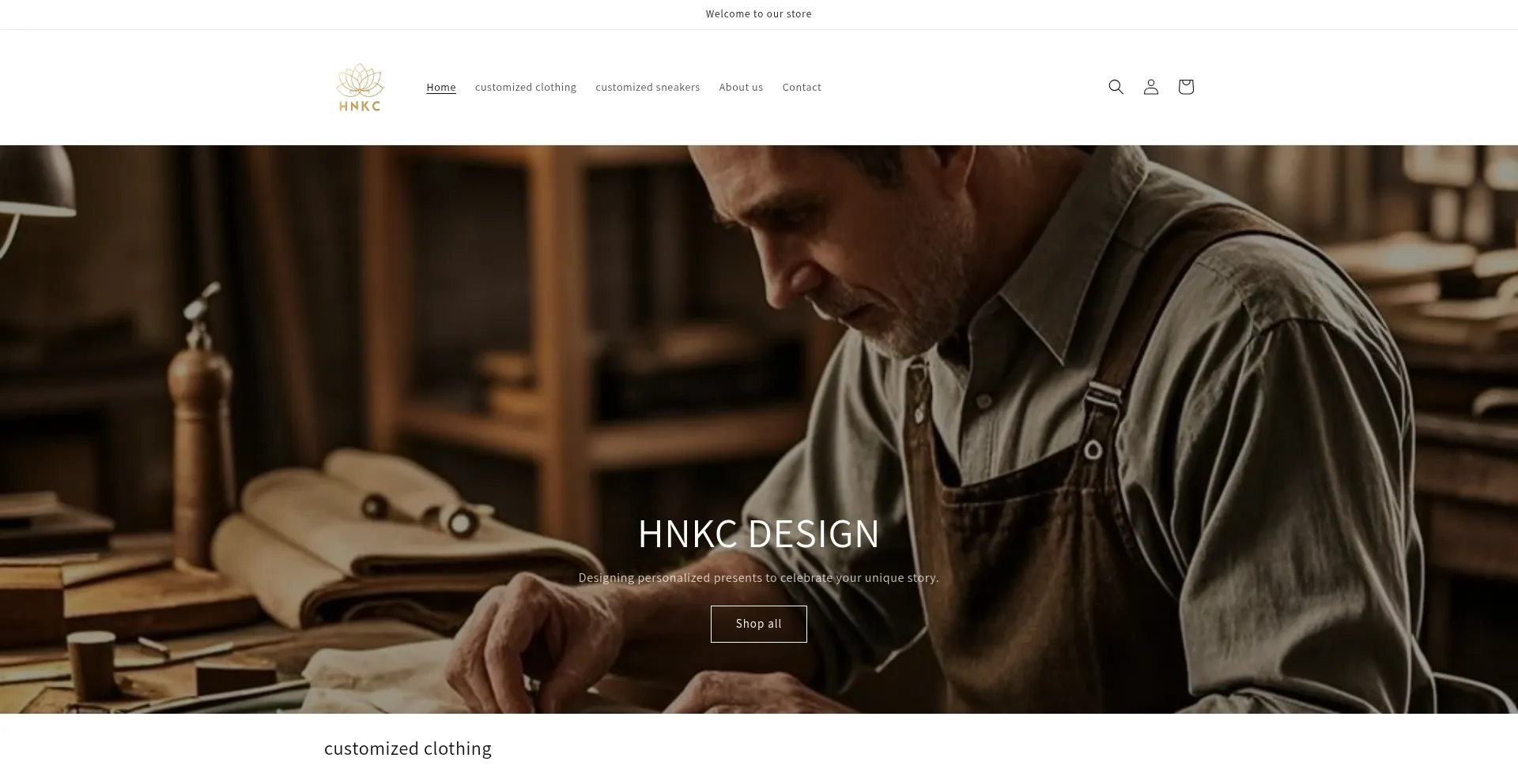 Website screenshot of Hnkcdesign.shop