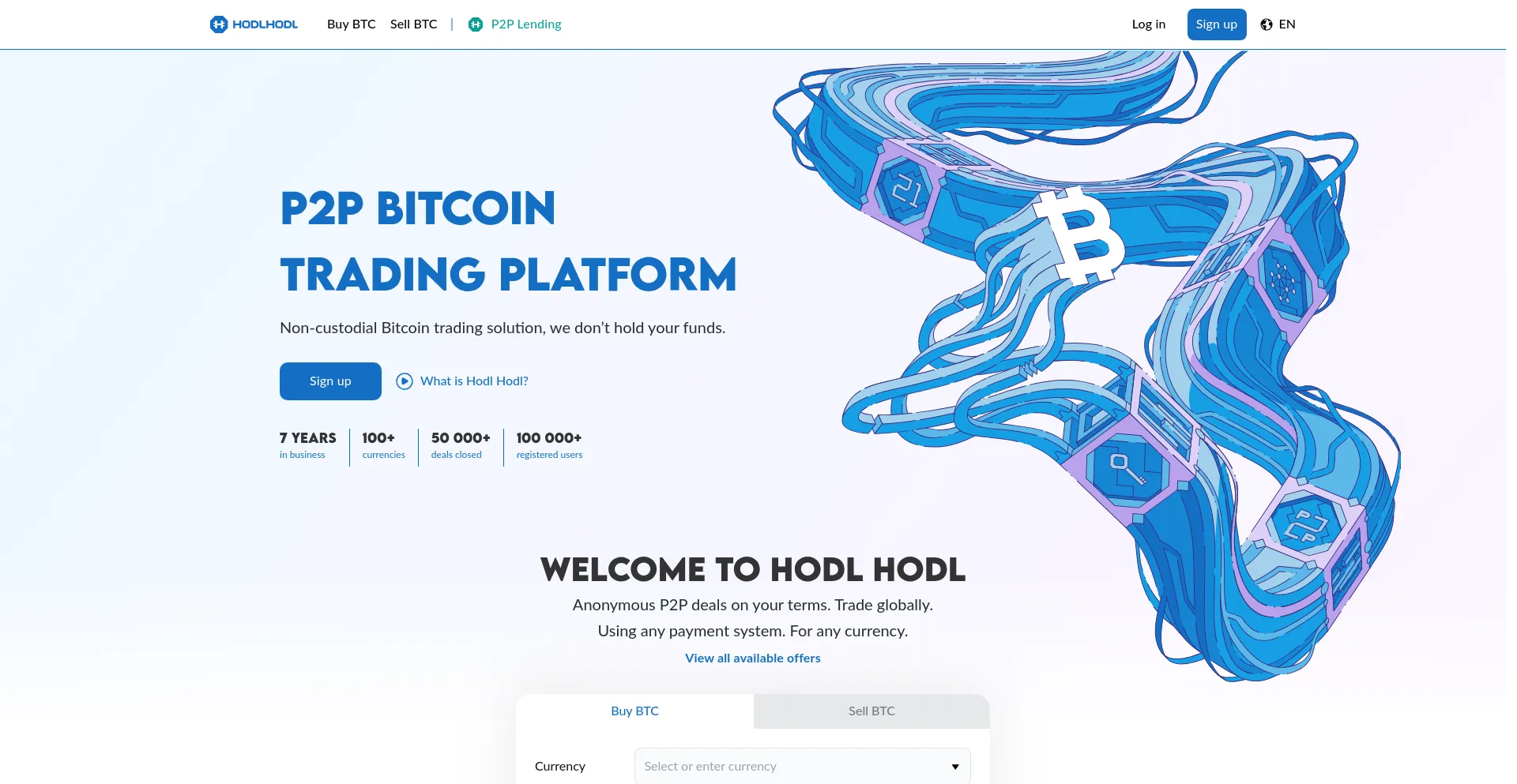 Website screenshot of Hodlhodl.com