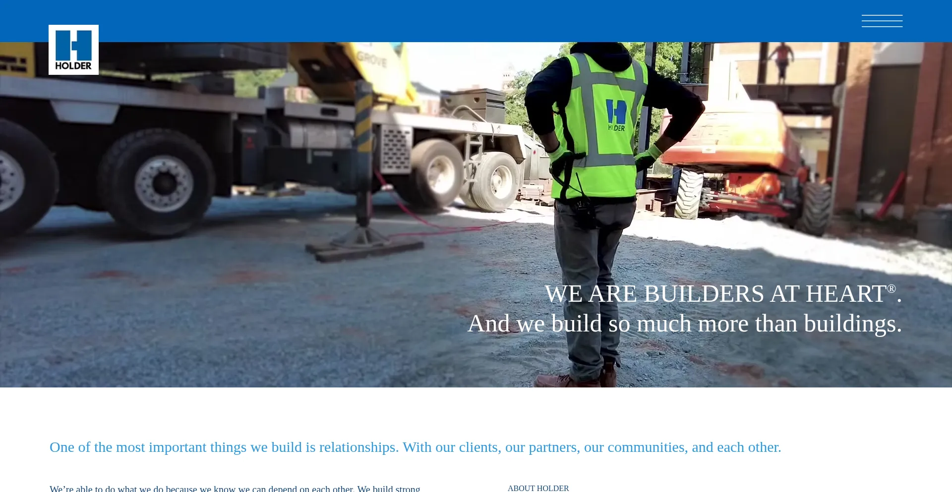 Website screenshot of Holderconstruction.com