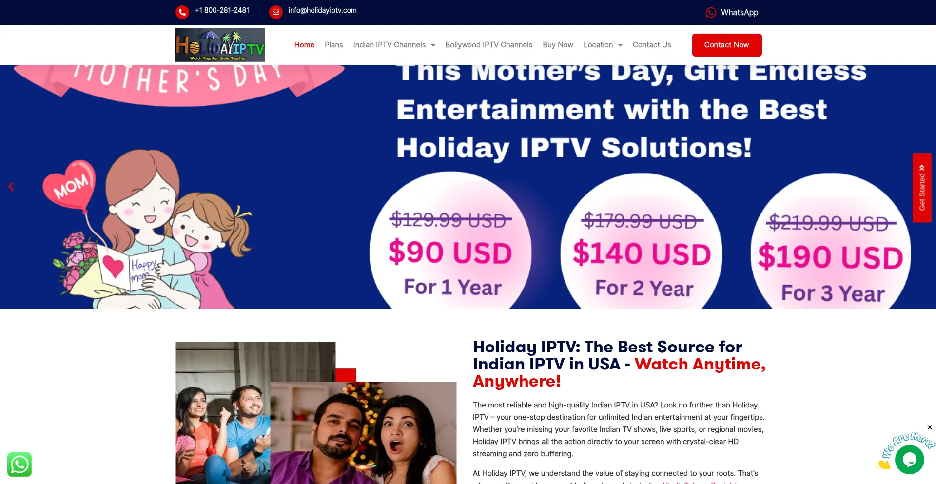 Website screenshot of Holidayiptv.com
