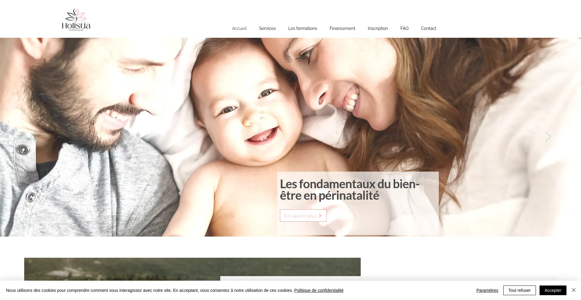 Website screenshot of Holistia-formations.fr