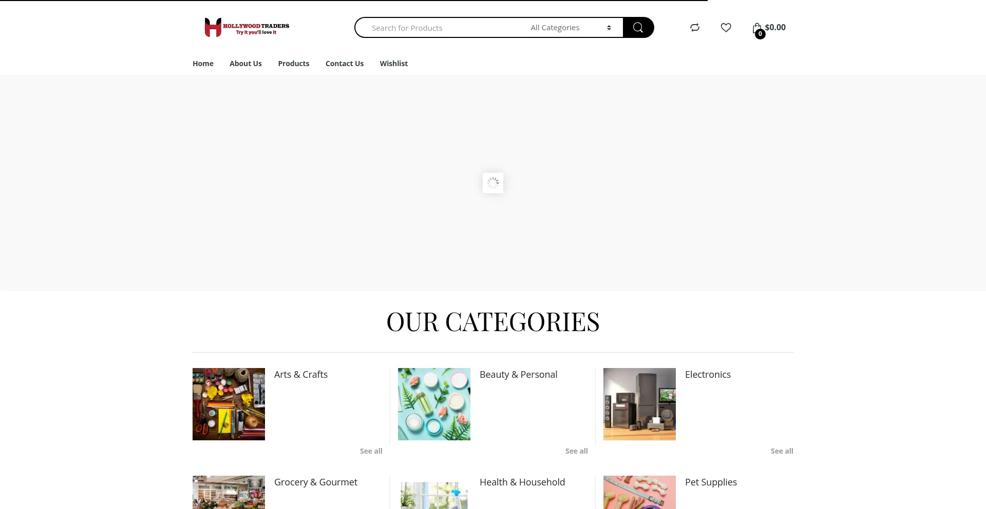 Website screenshot of Hollywoodtradersllc.com
