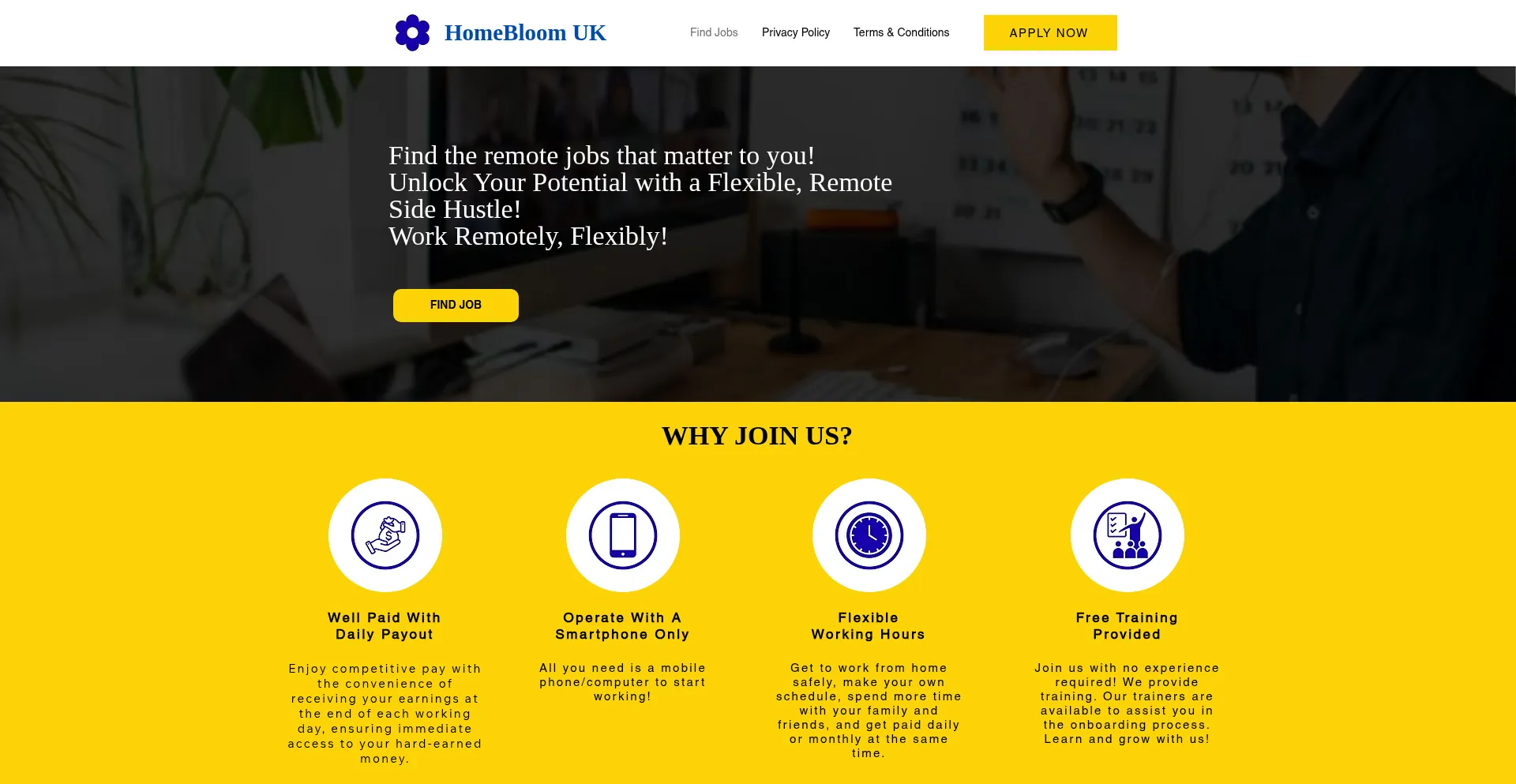 Website screenshot of Homebloomuk.com