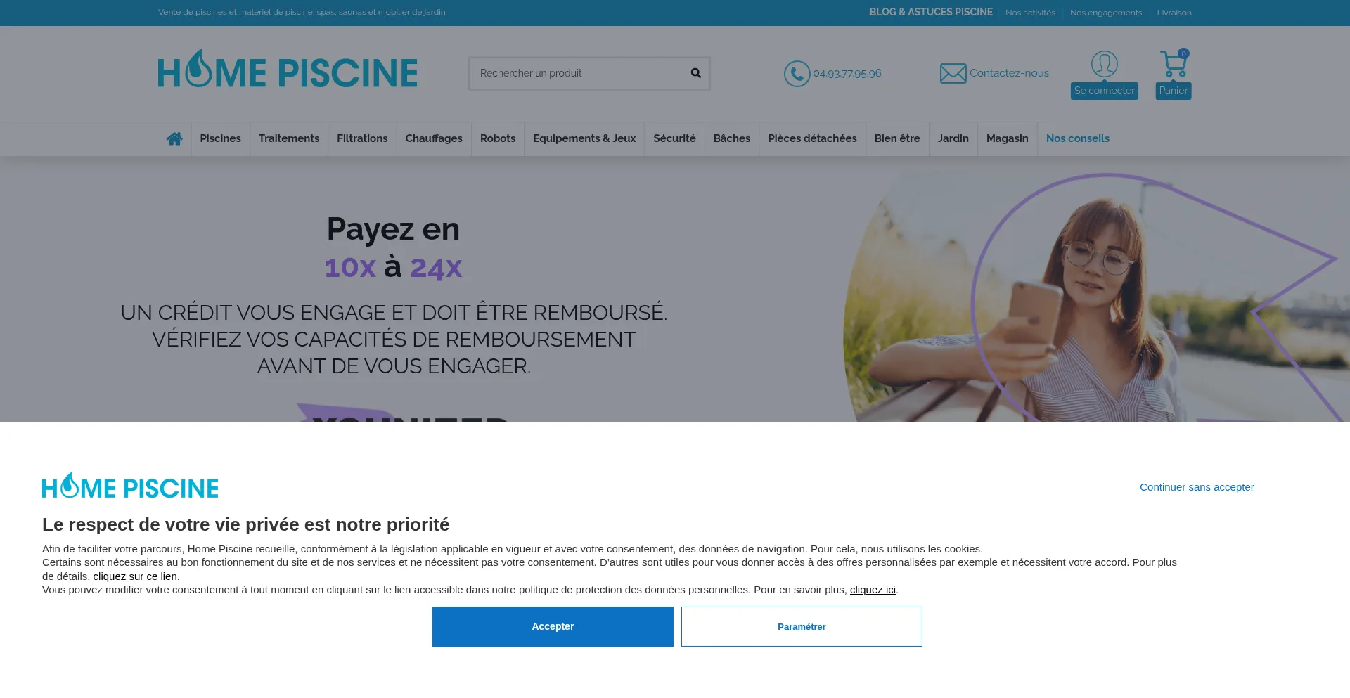 Website screenshot of Homepiscine.com