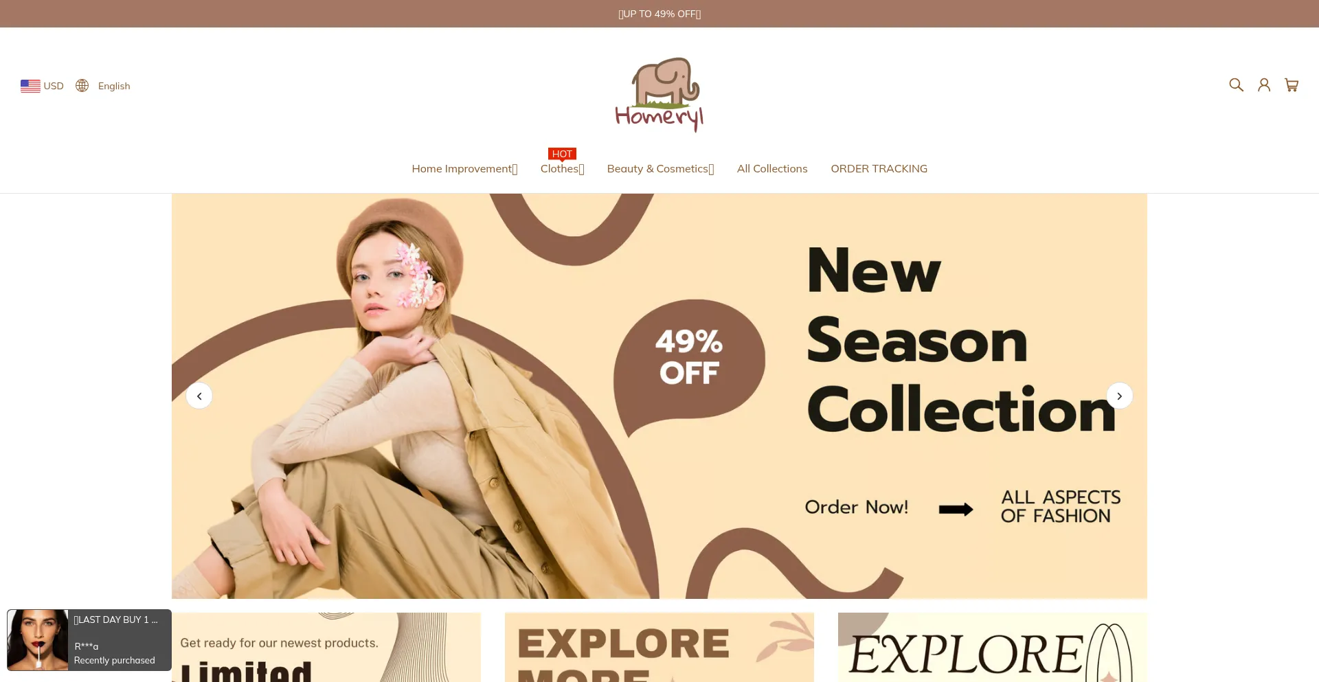 Website screenshot of Homeryl.com