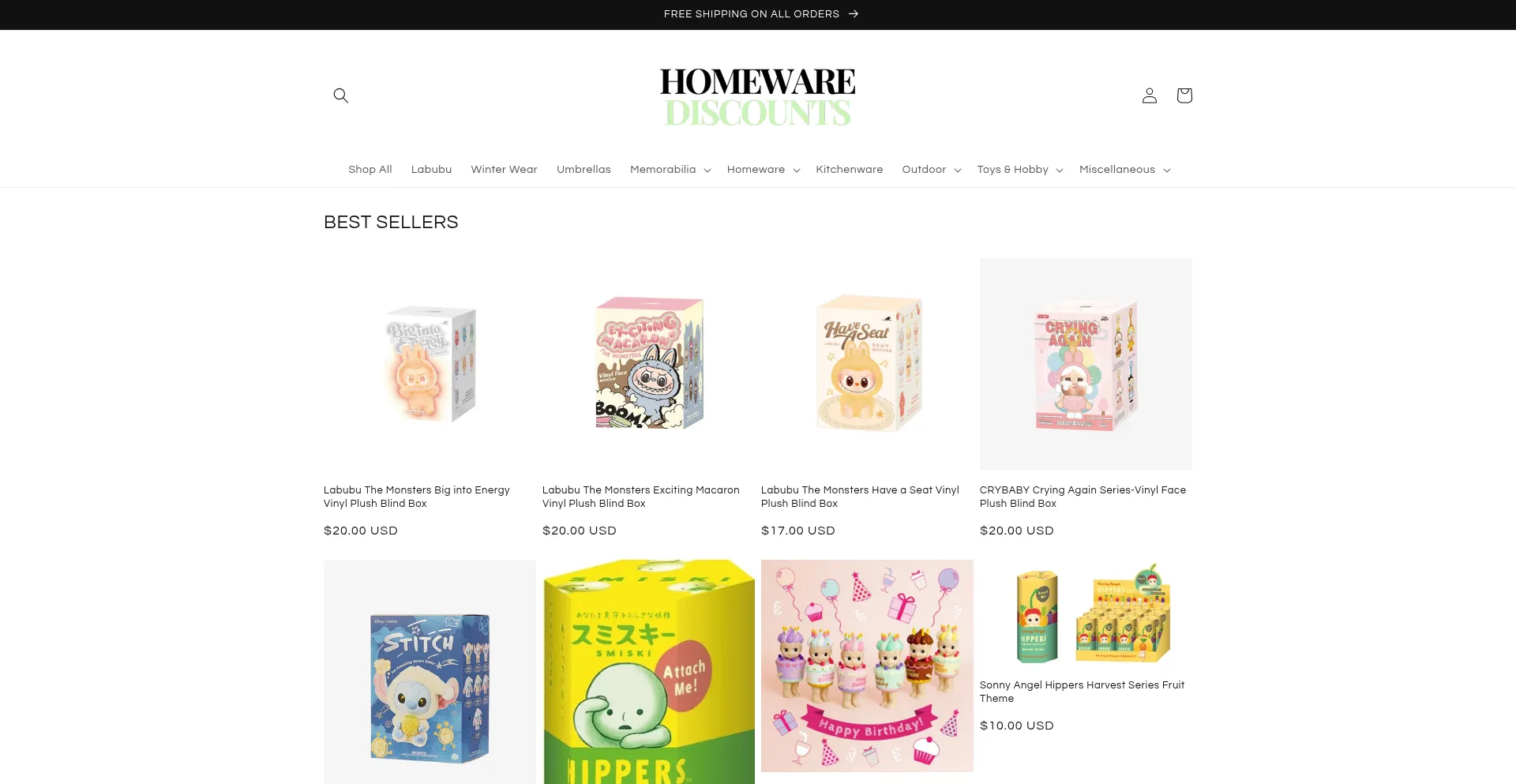 Website screenshot of Homewarediscounts.com.au