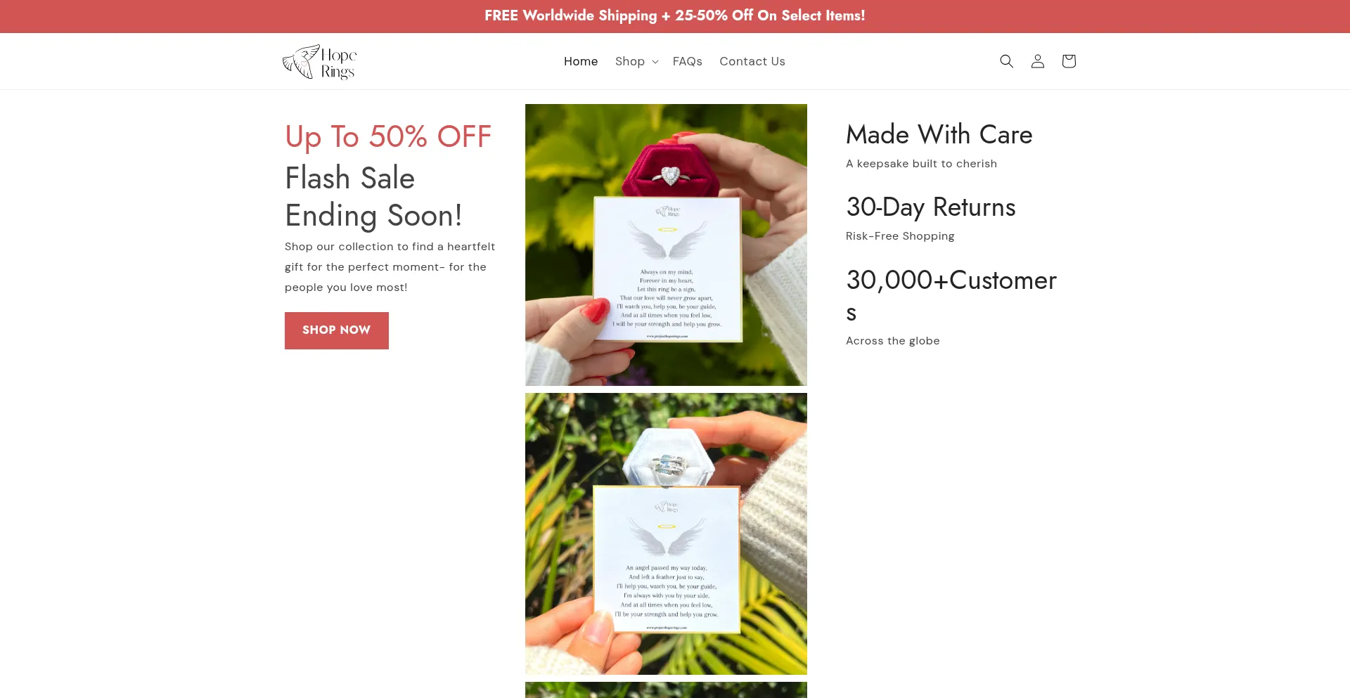Website screenshot of Hoperings.com