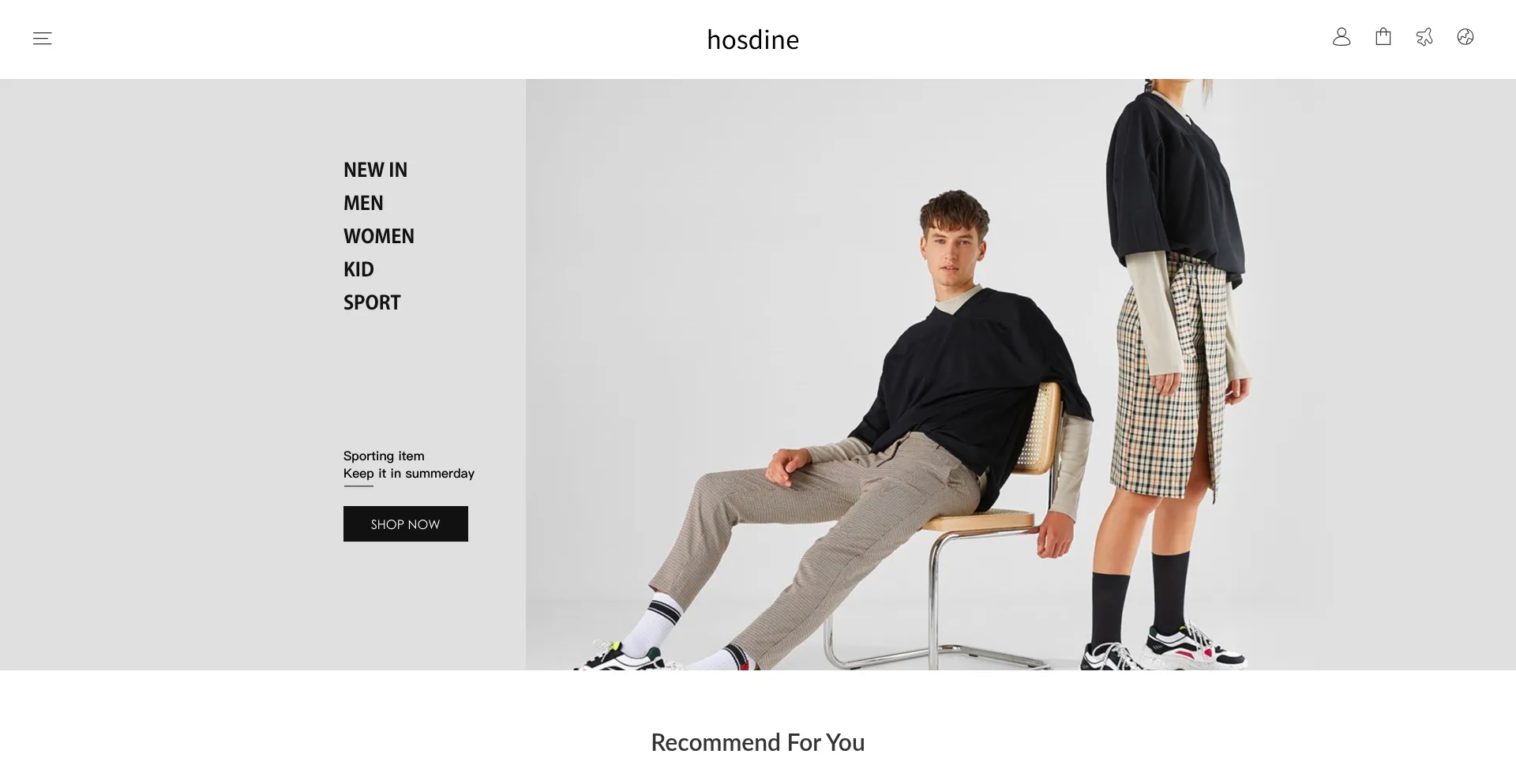 Website screenshot of Hosdine.com