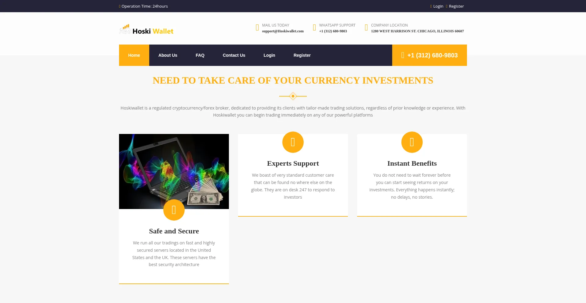 Website screenshot of Hoskiwallet.com