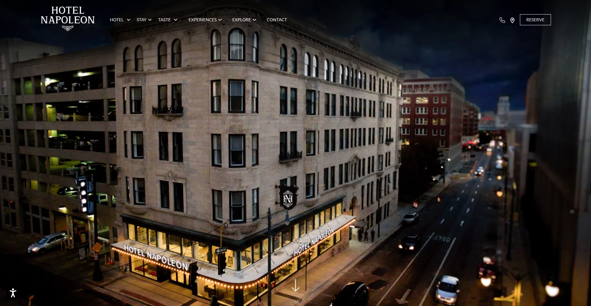 Website screenshot of Hotelnapoleonmemphis.com