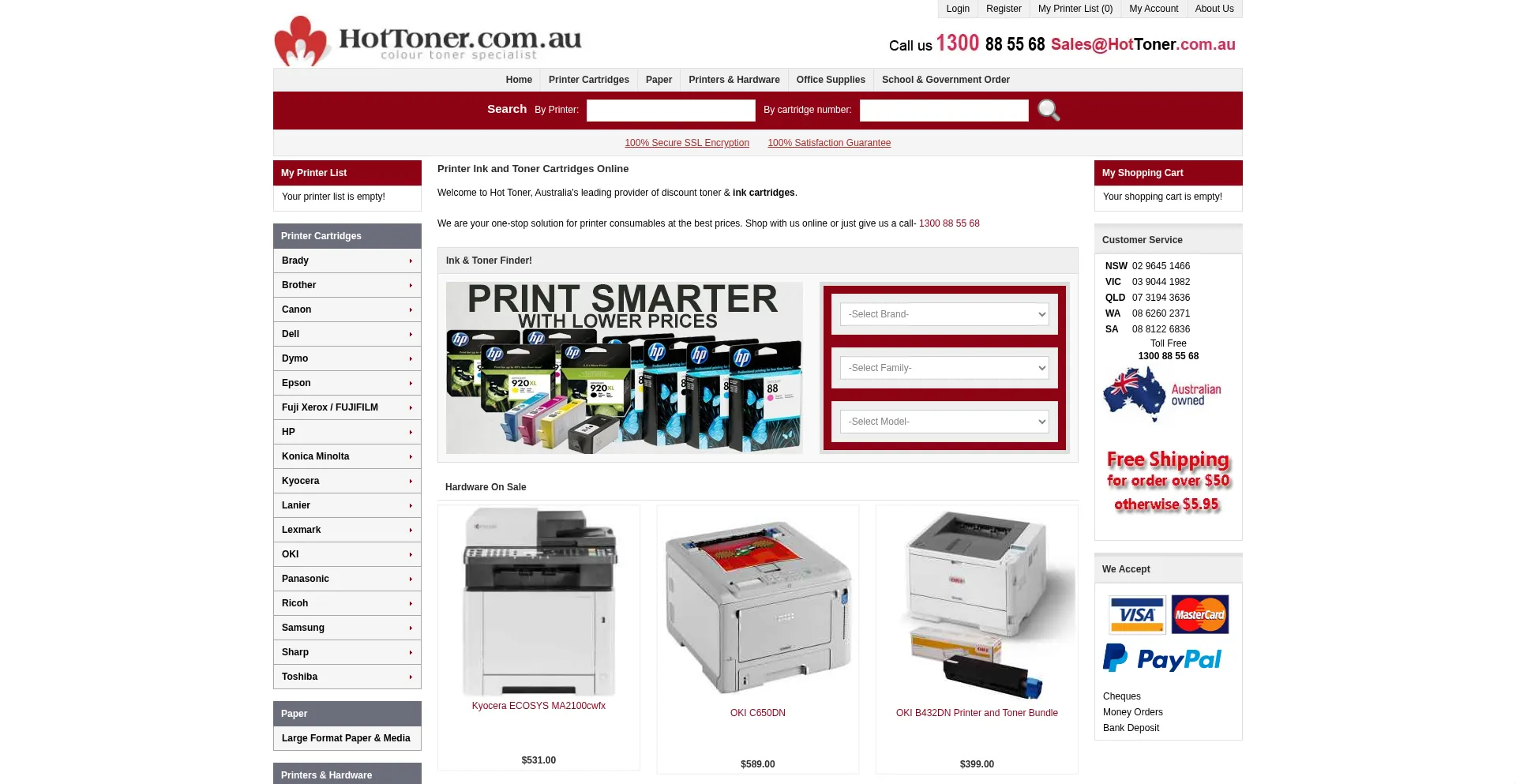 Website screenshot of Hottoner.com.au