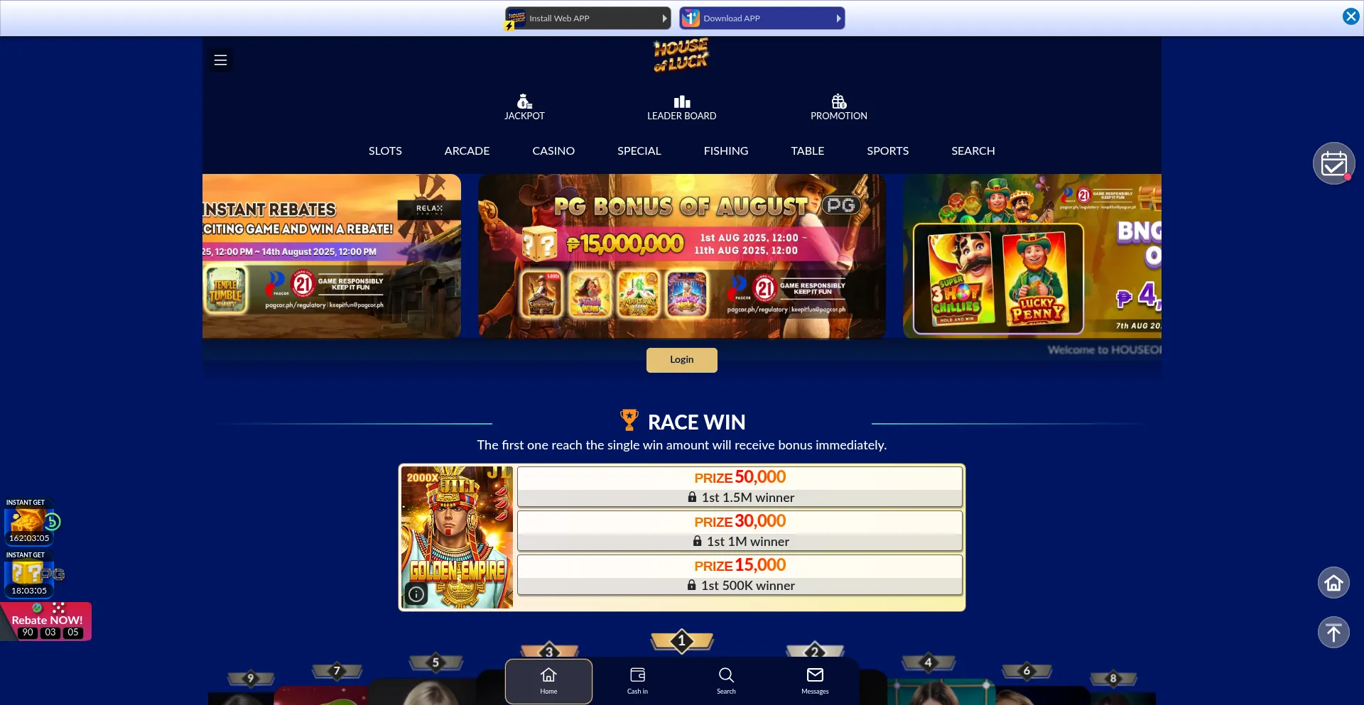 Website screenshot of Houseofluck.site