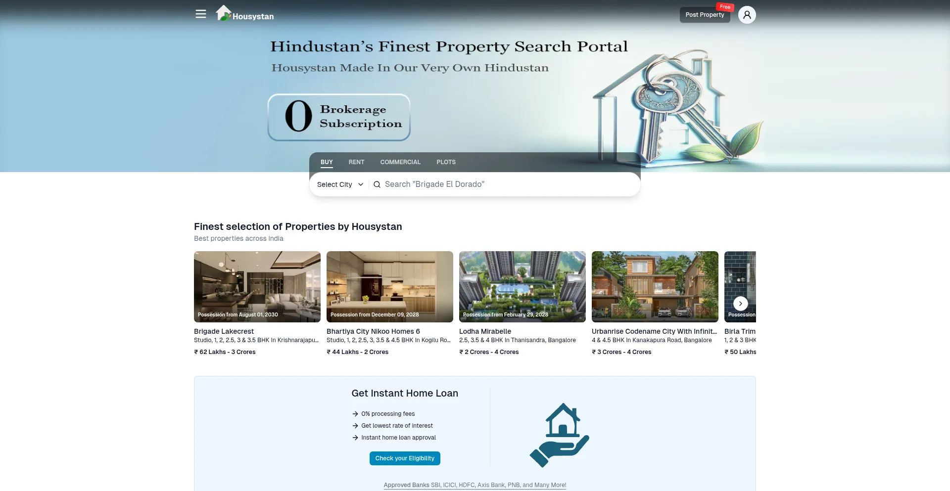 Website screenshot of Housystan.com