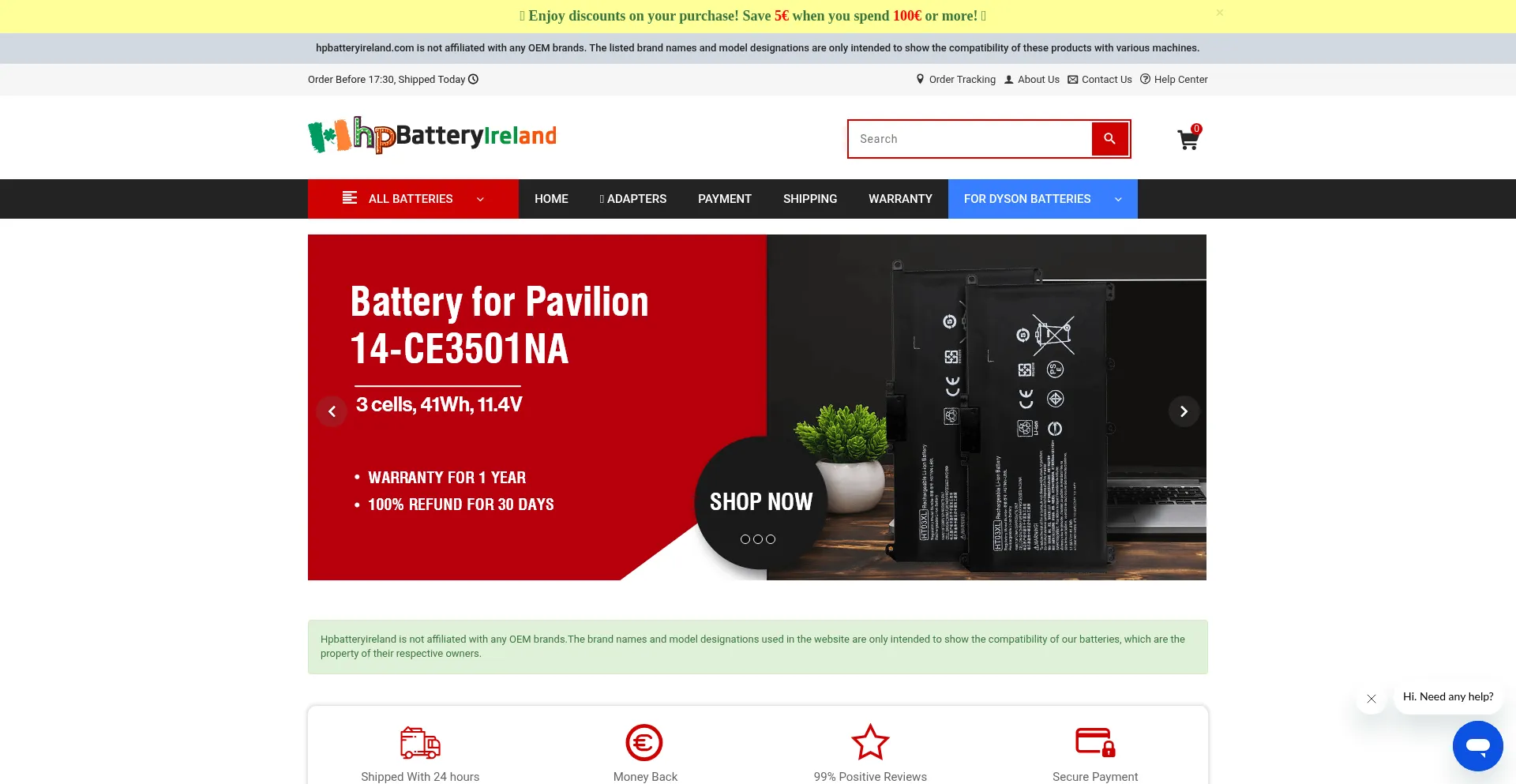 ¿És Seguro y Confiable Hpbatteryireland.com?