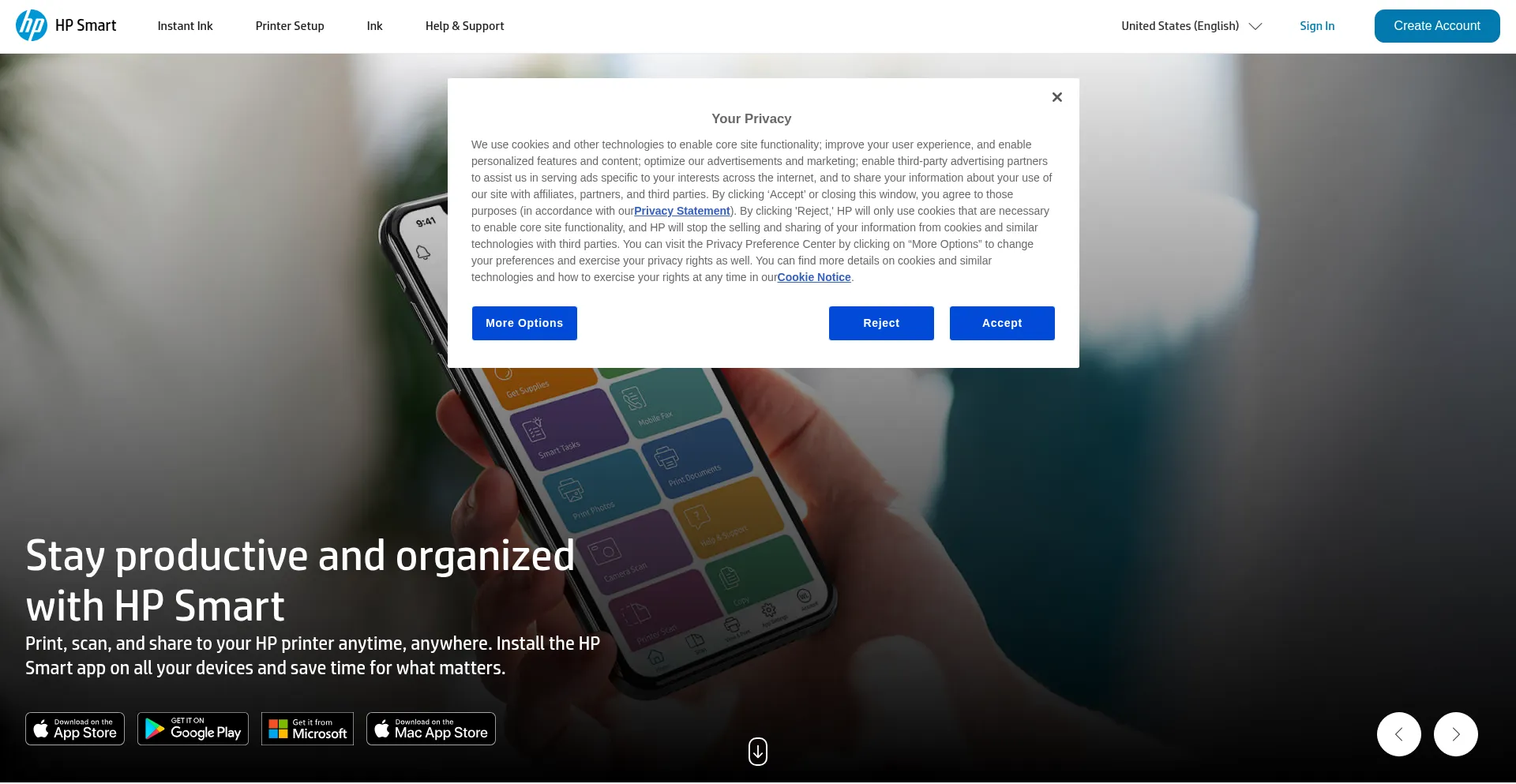 Website screenshot of Hpsmart.com