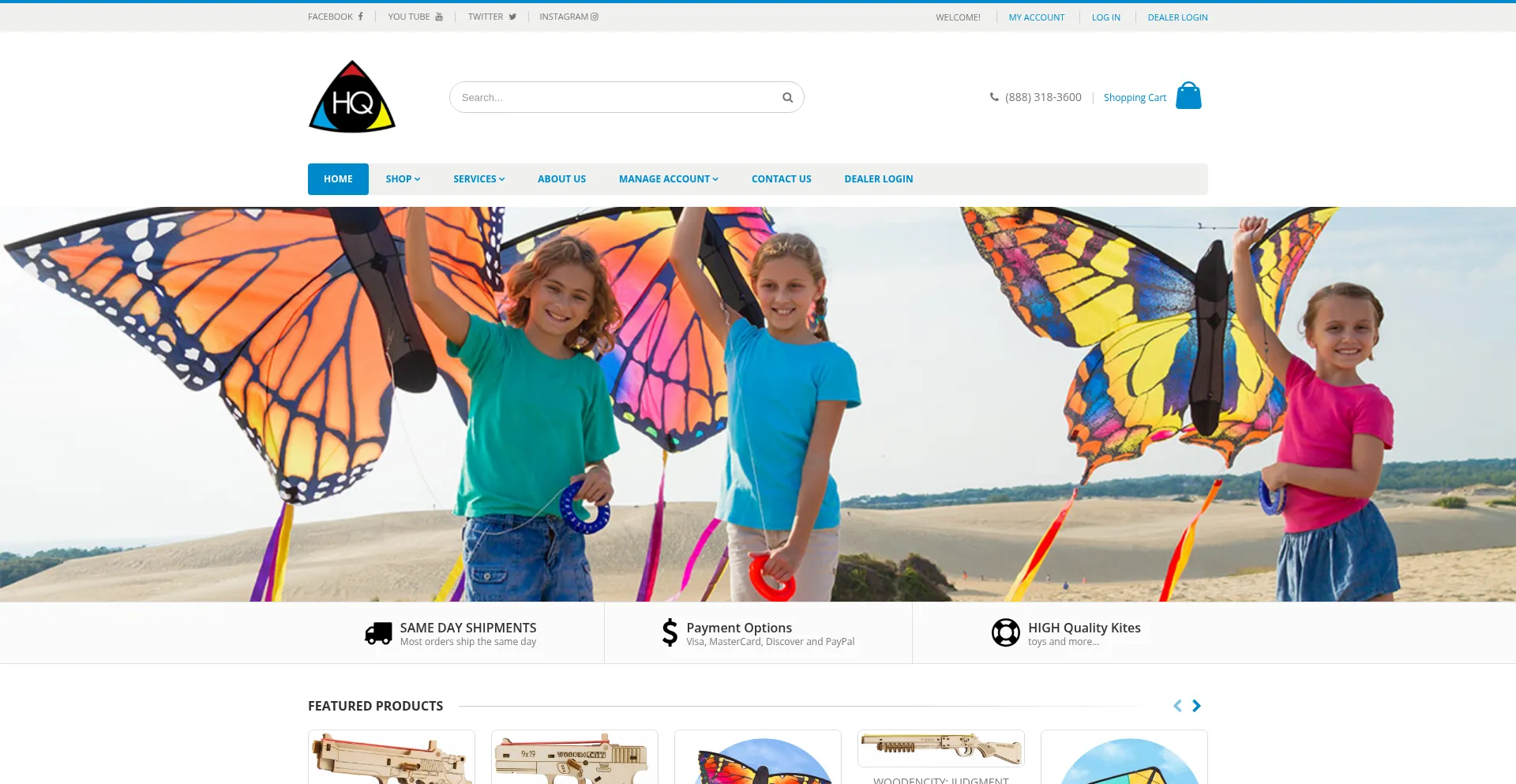 Website screenshot of Hqkitesusa.com