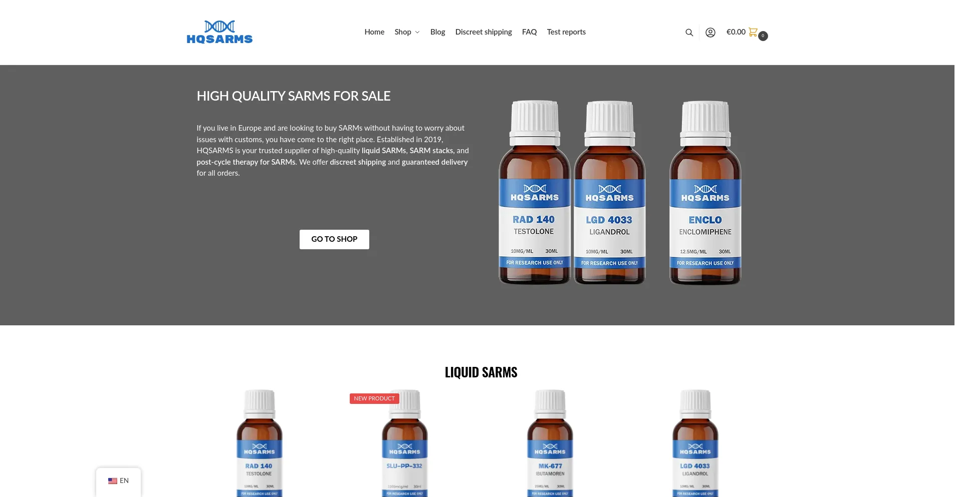 Website screenshot of Hqsarms.com