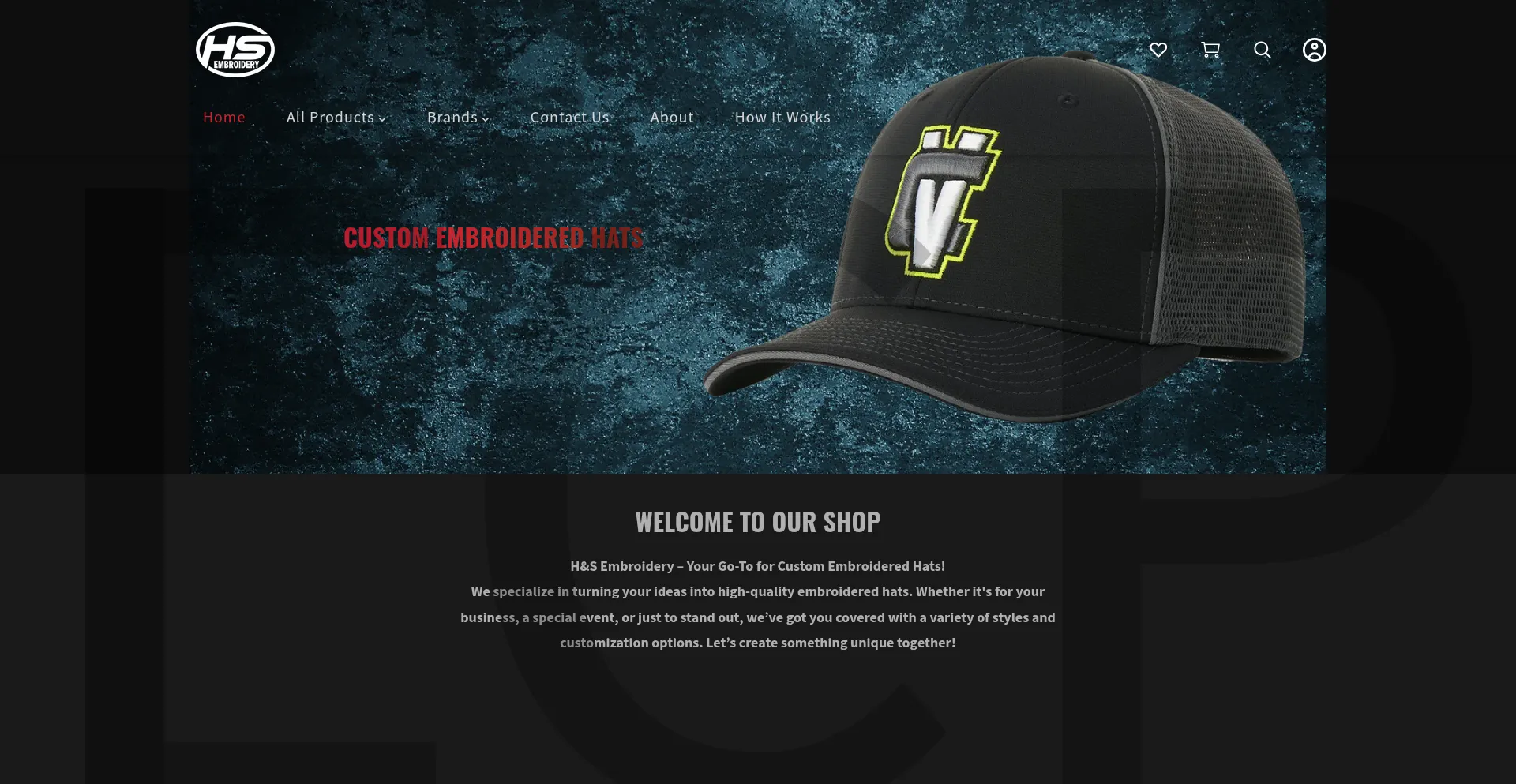 Website screenshot of Hsembroidery.com