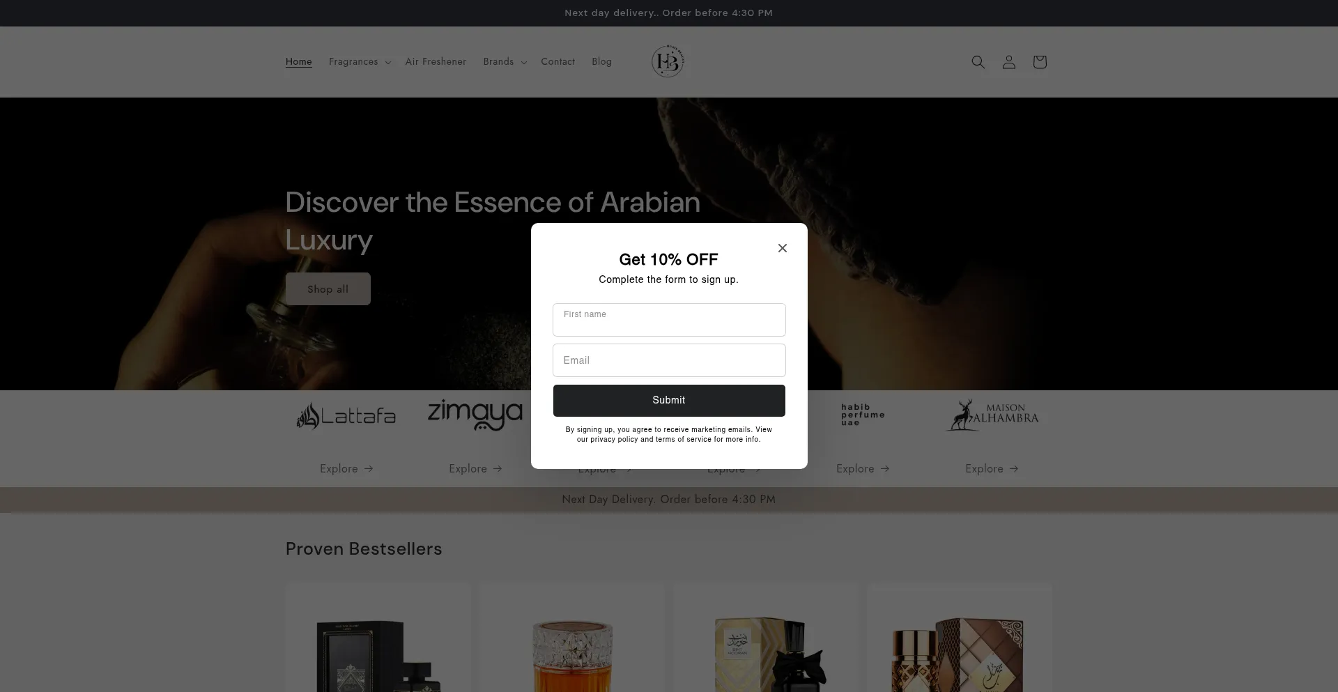 Website screenshot of Huais.co.uk