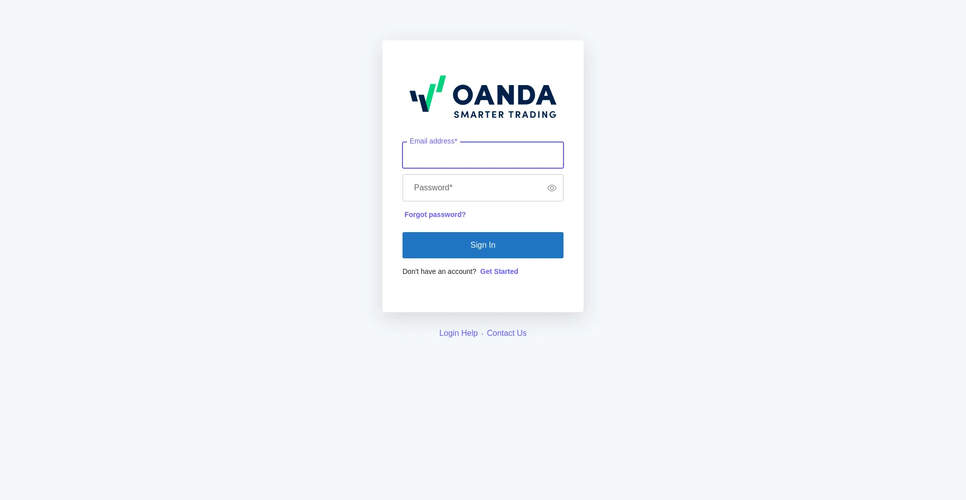 Website screenshot of Hub.oanda.com