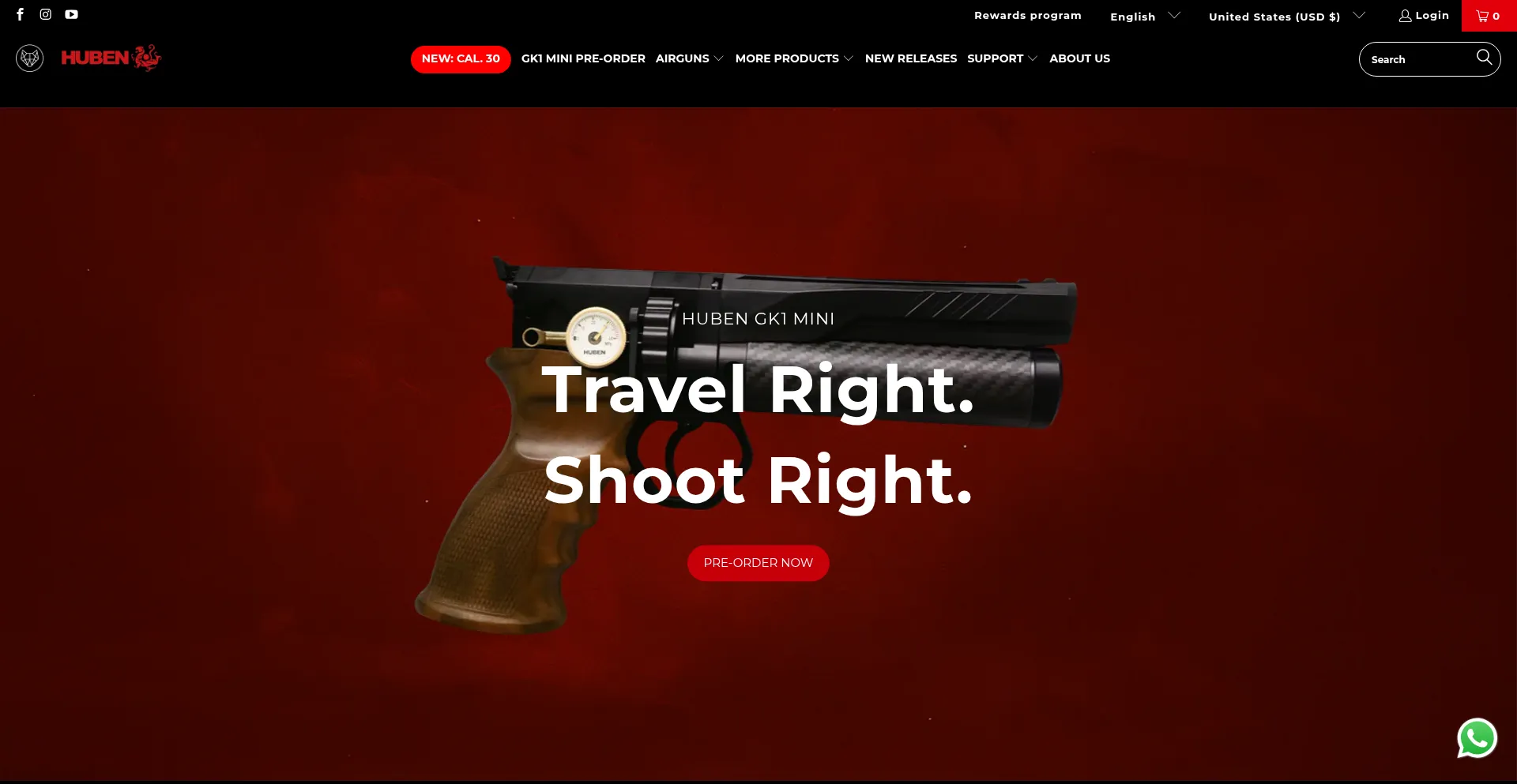Website screenshot of Hubenairguns.shop