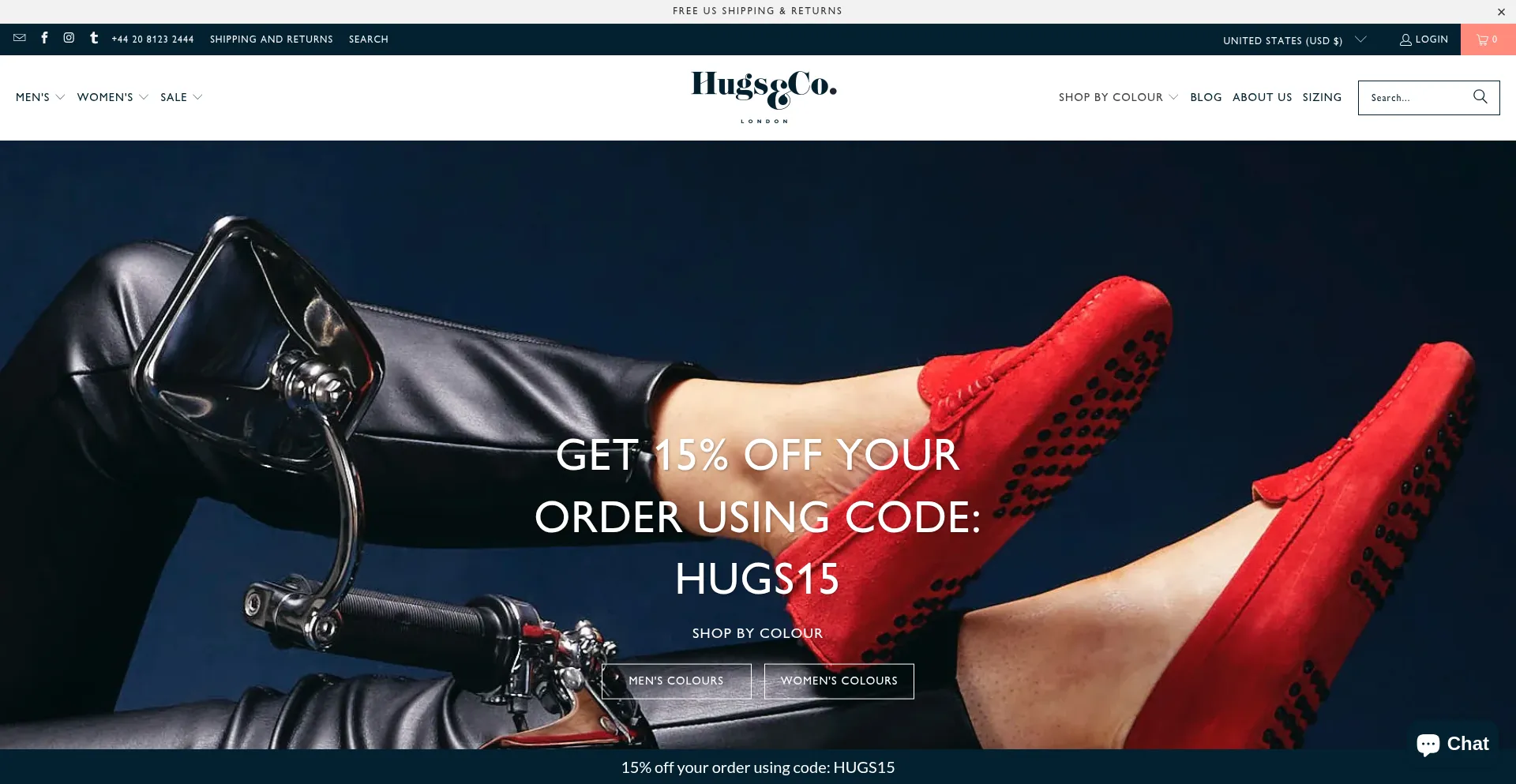 Website screenshot of Hugsandco.com