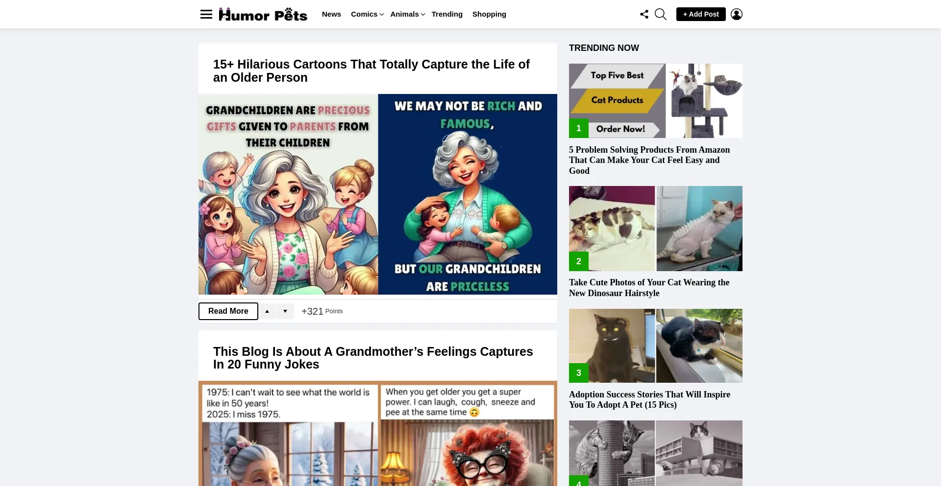 Website screenshot of Humorpets.com