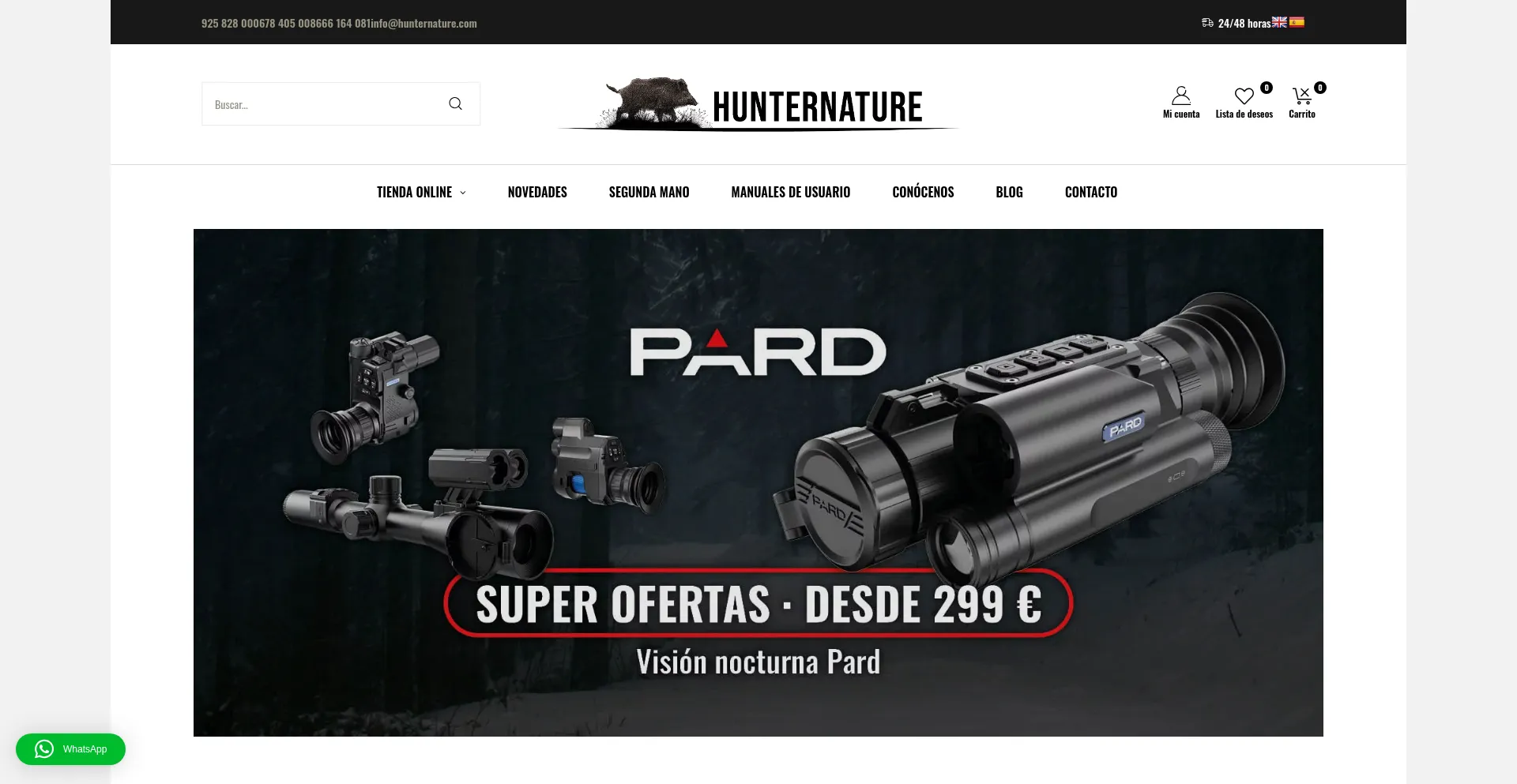 Website screenshot of Hunternature.es
