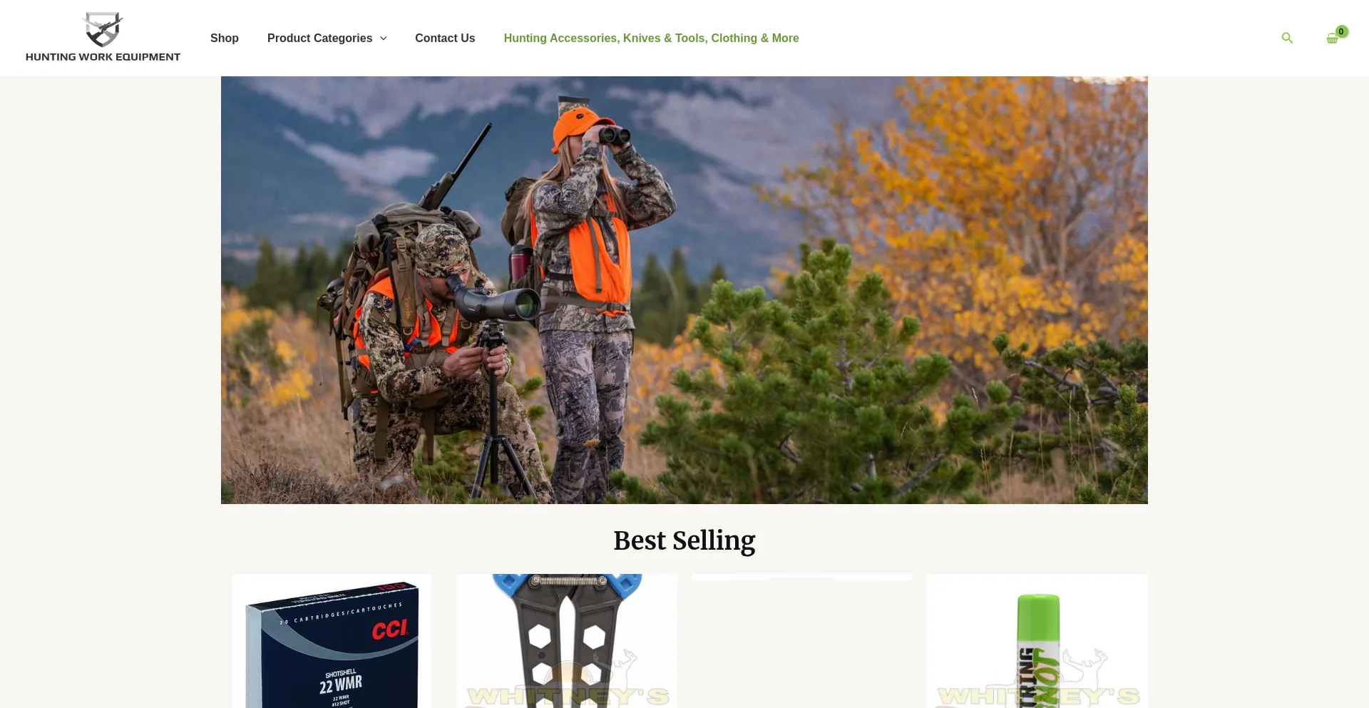 Website screenshot of Huntingworkequipment.com
