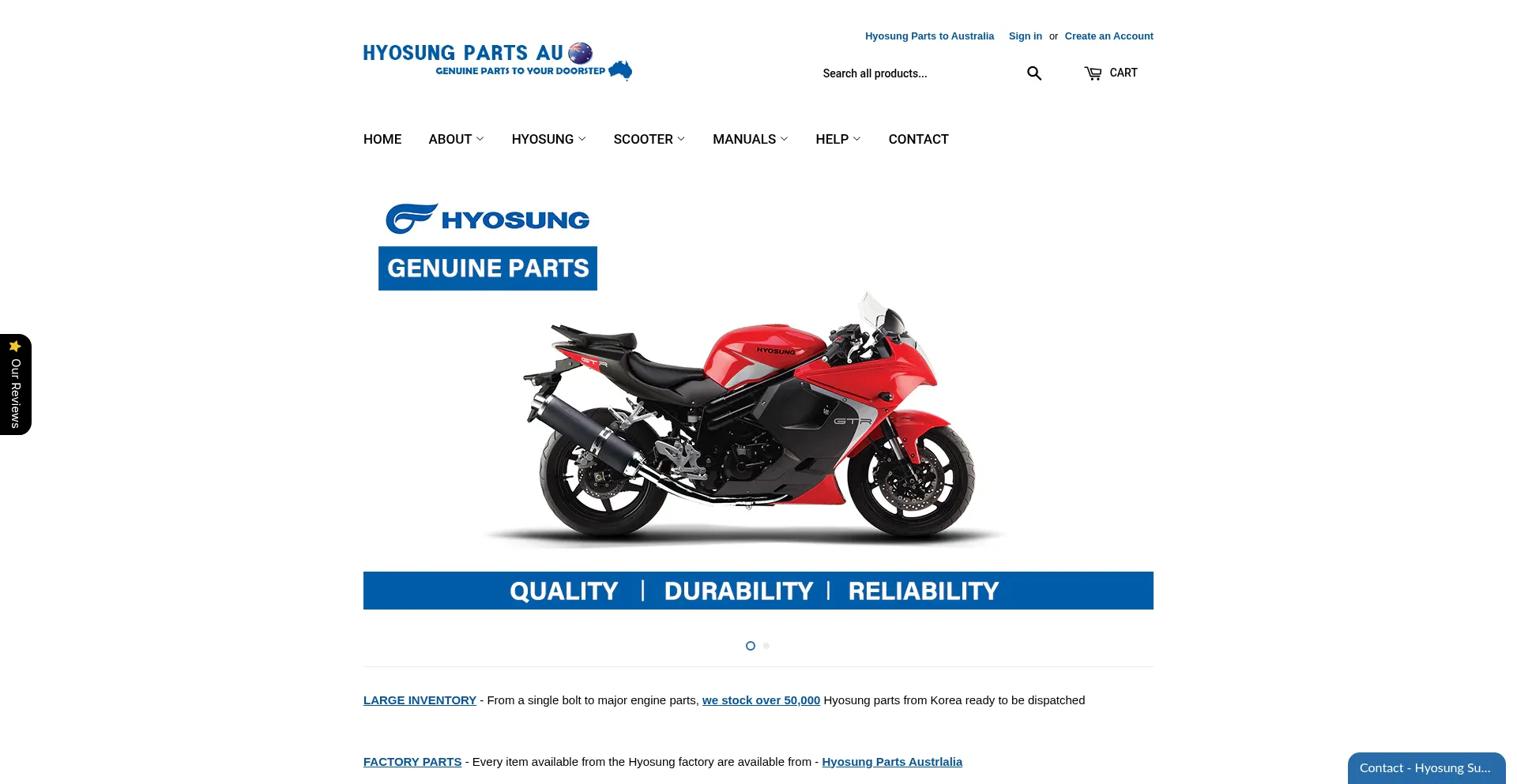Website screenshot of Hyosungpartsau.com