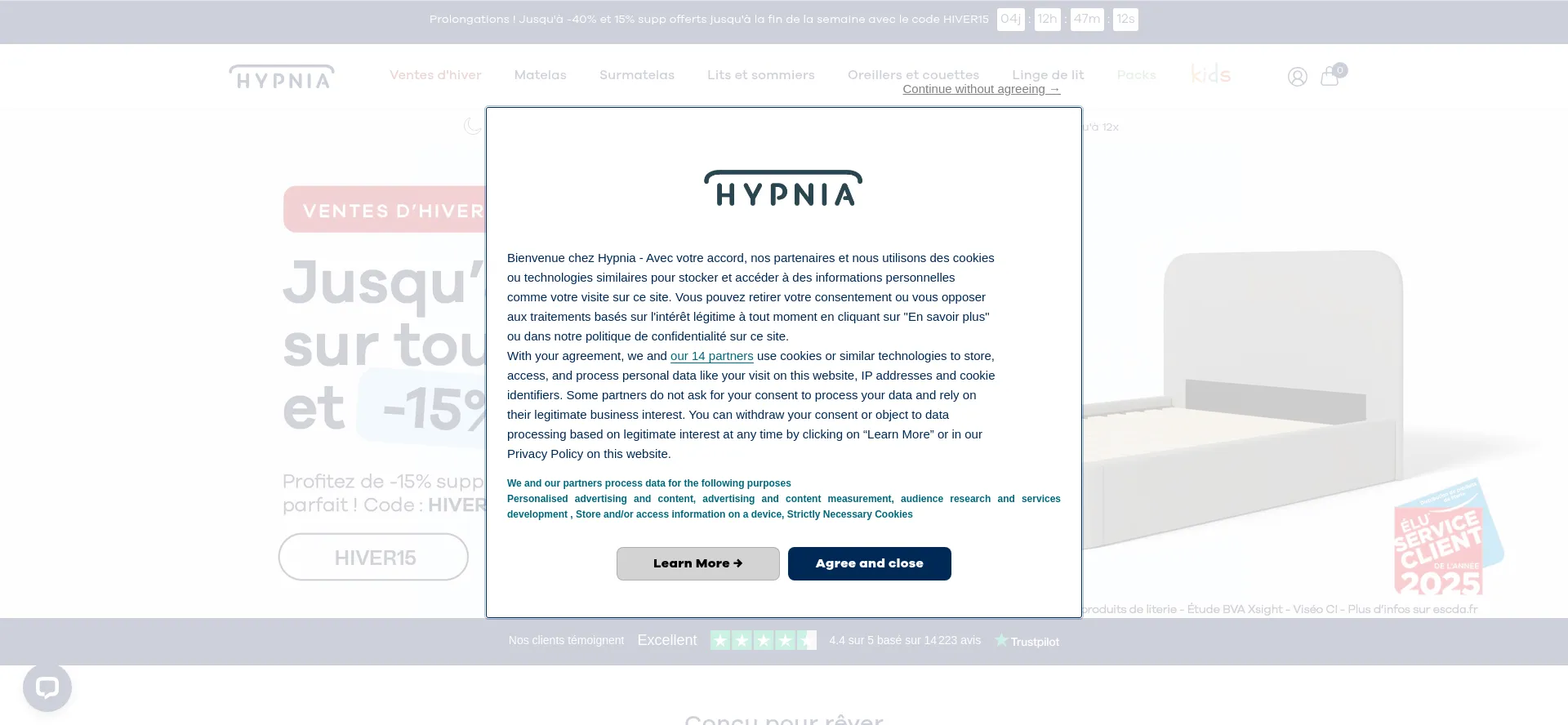 Website screenshot of Hypnia.fr